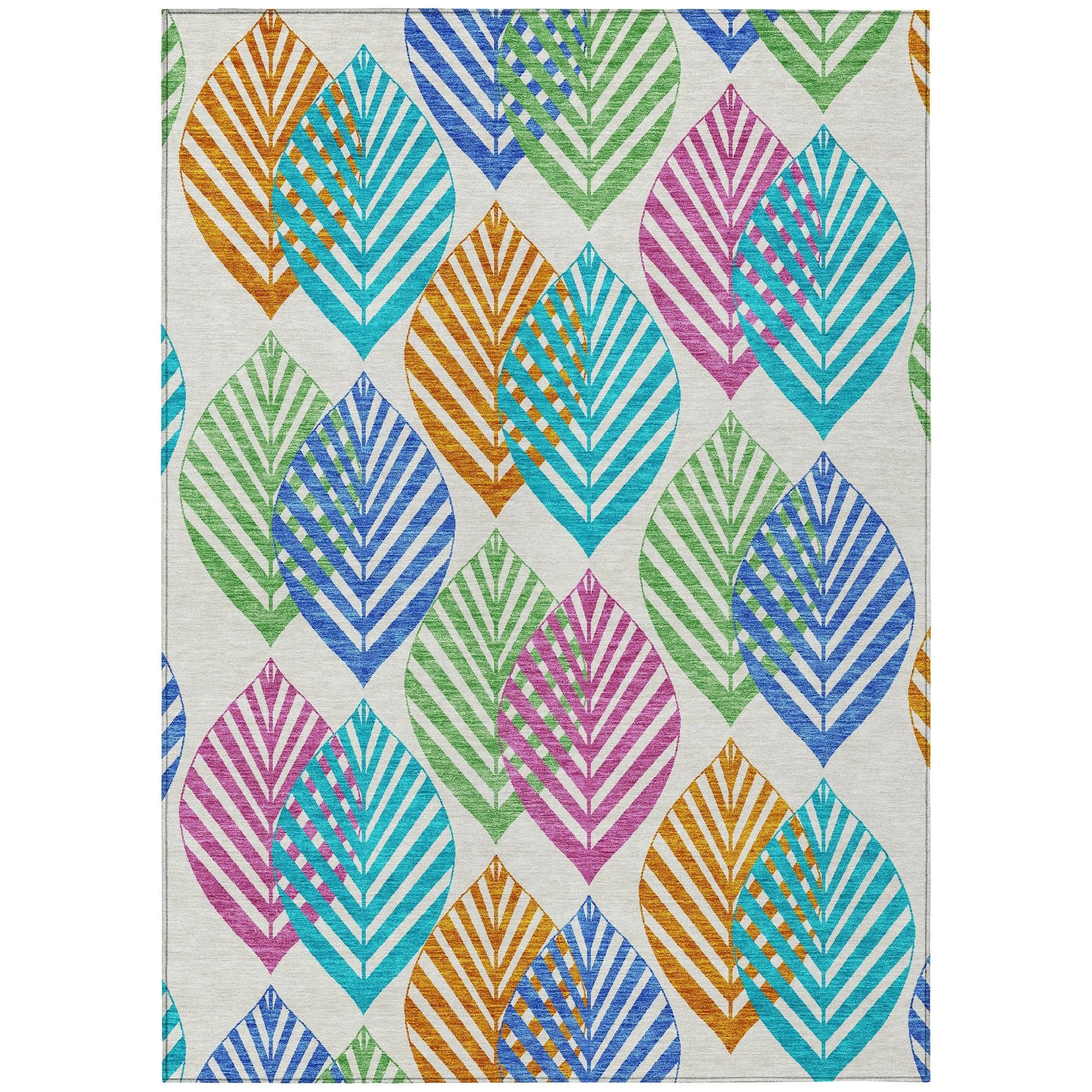 Machine Washable Indoor/ Outdoor Chantille Casual Palm Leaf Rug