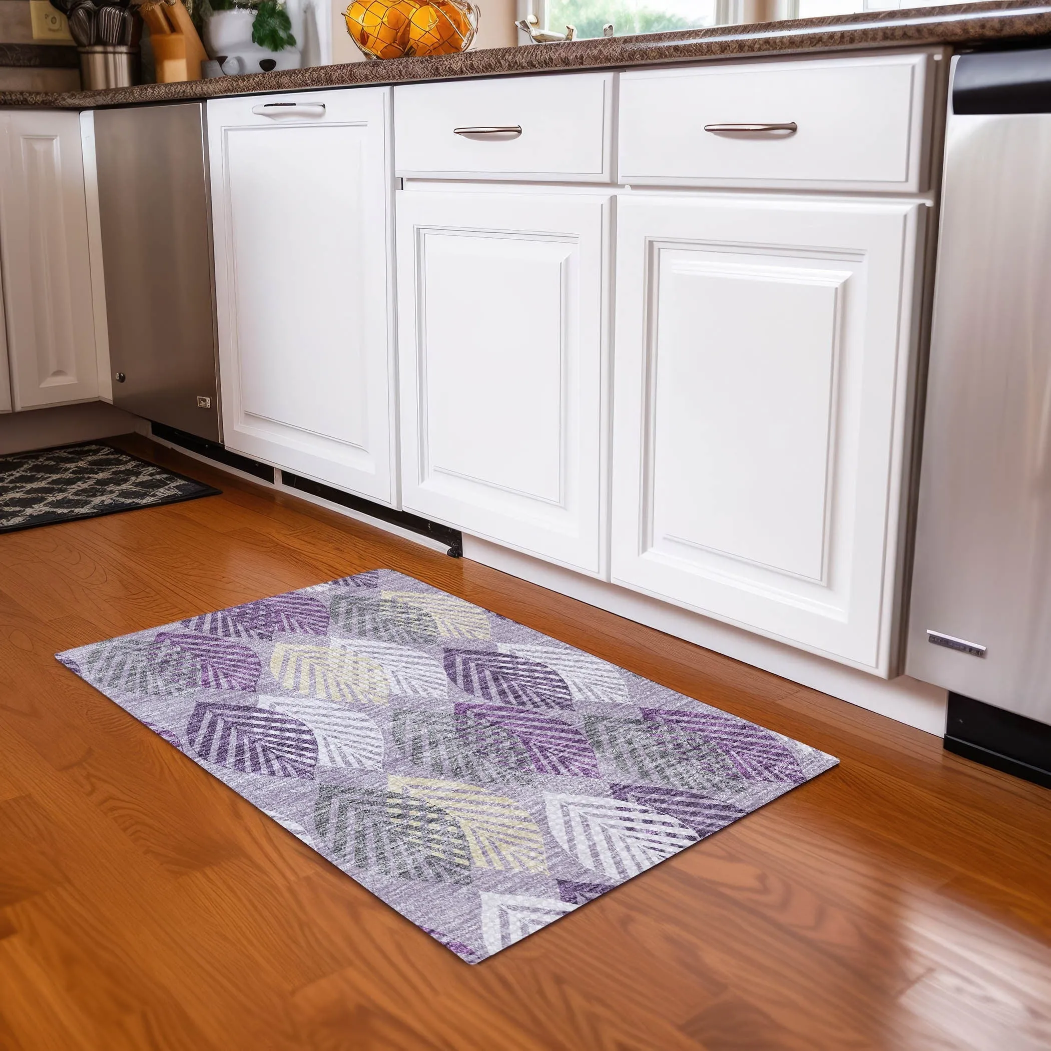 Machine Washable Indoor/ Outdoor Chantille Casual Palm Leaf Rug
