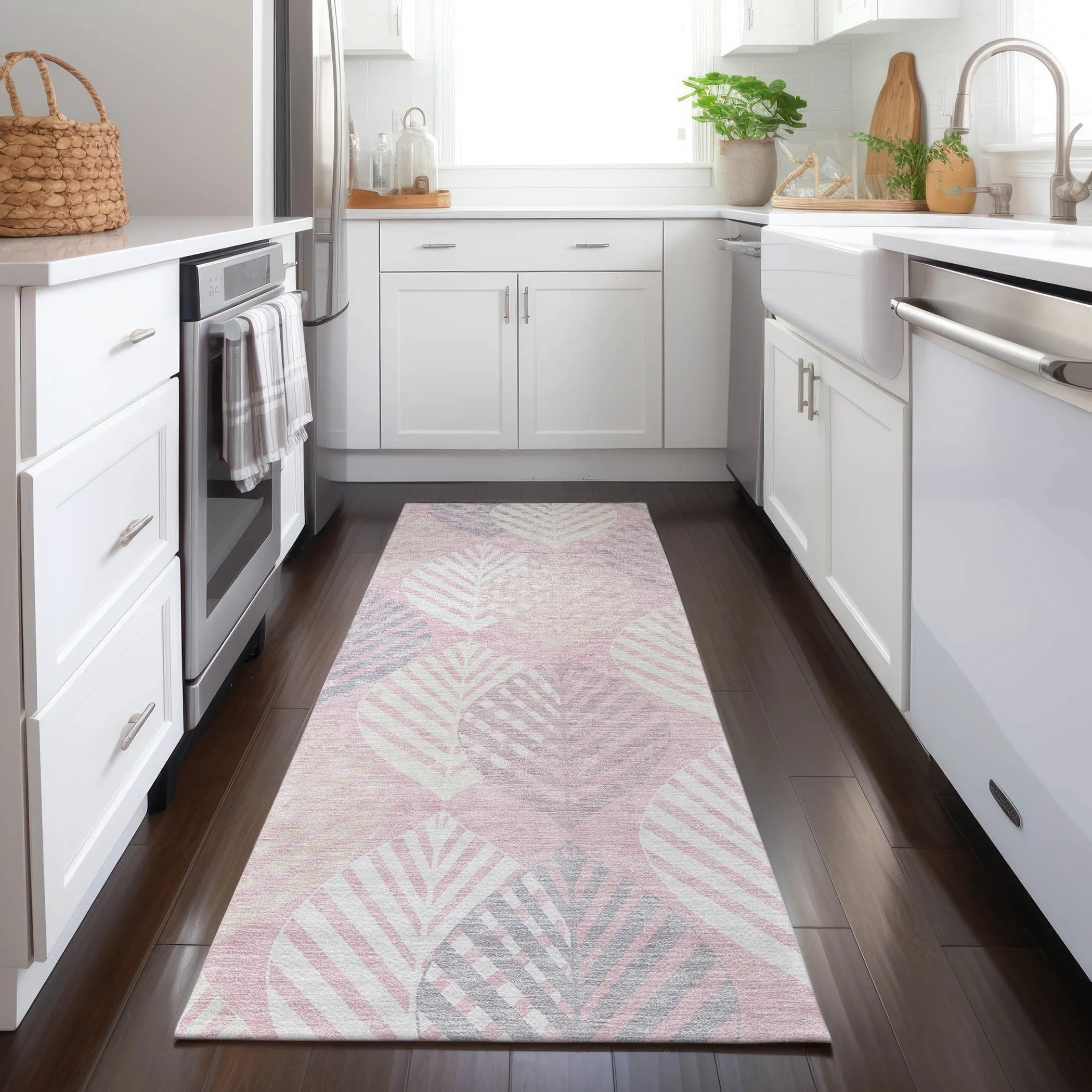 Machine Washable Indoor/ Outdoor Chantille Casual Palm Leaf Rug