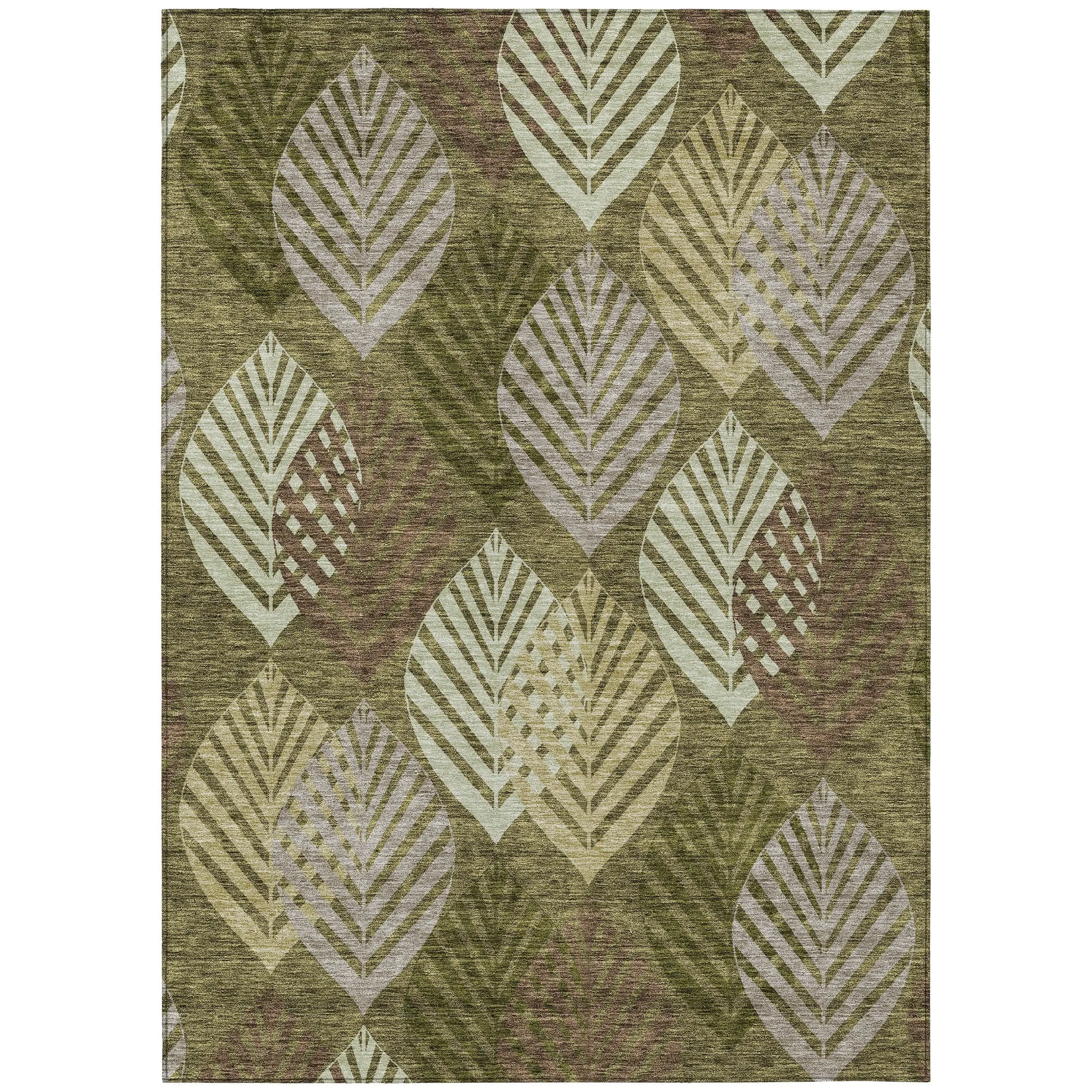 Machine Washable Indoor/ Outdoor Chantille Casual Palm Leaf Rug