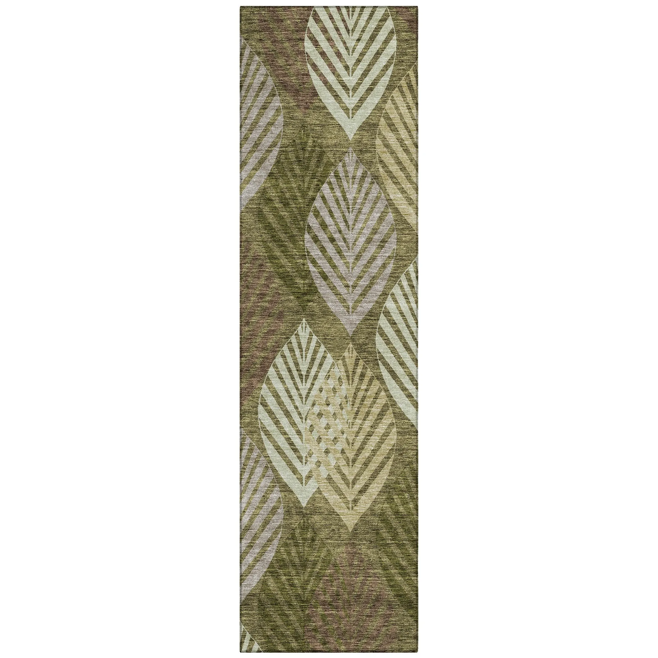 Machine Washable Indoor/ Outdoor Chantille Casual Palm Leaf Rug