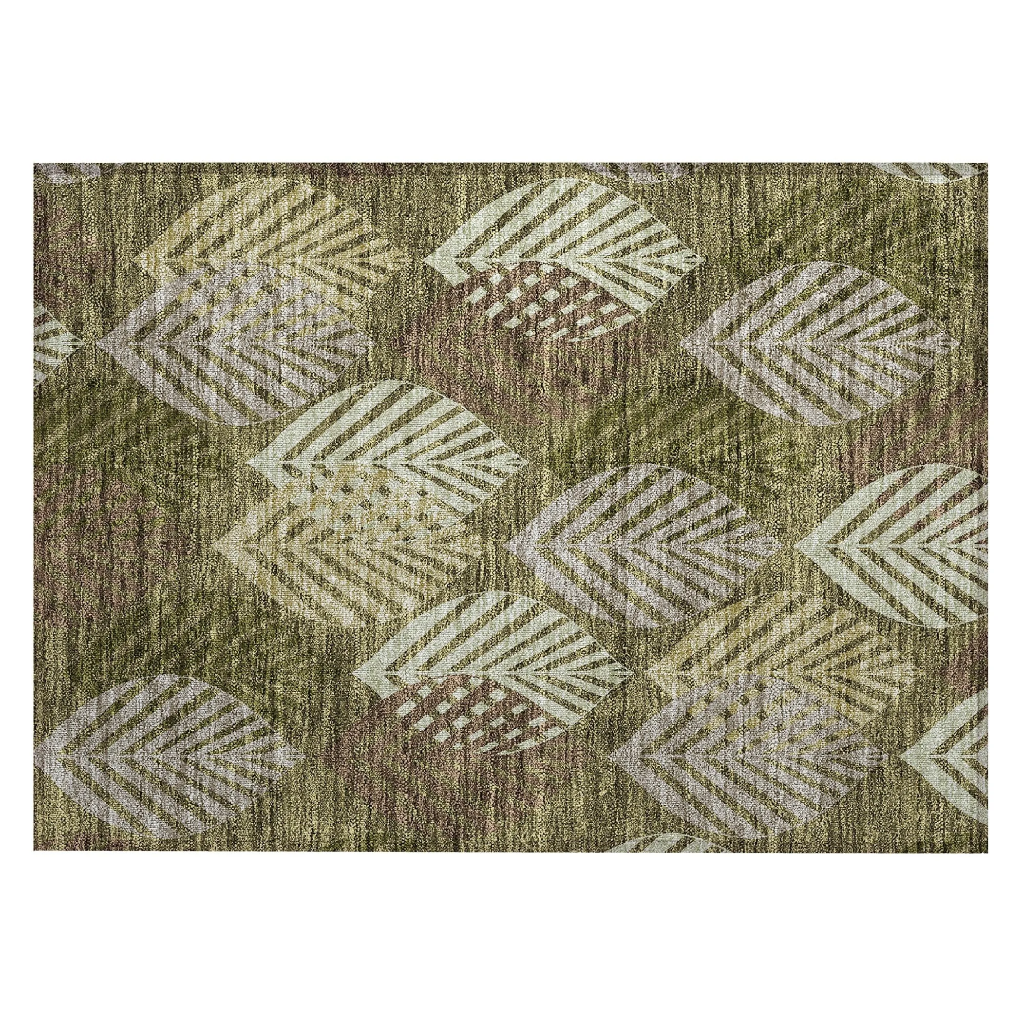 Machine Washable Indoor/ Outdoor Chantille Casual Palm Leaf Rug
