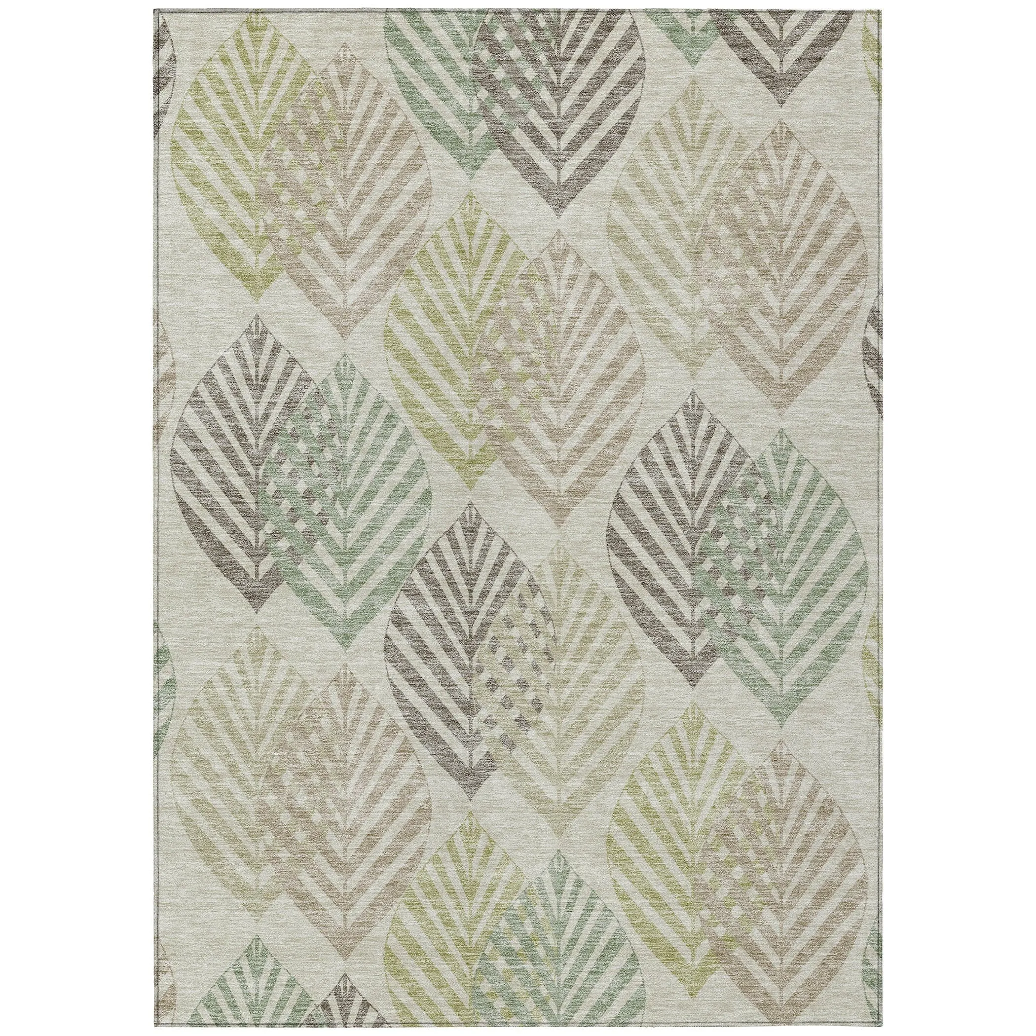 Machine Washable Indoor/ Outdoor Chantille Casual Palm Leaf Rug