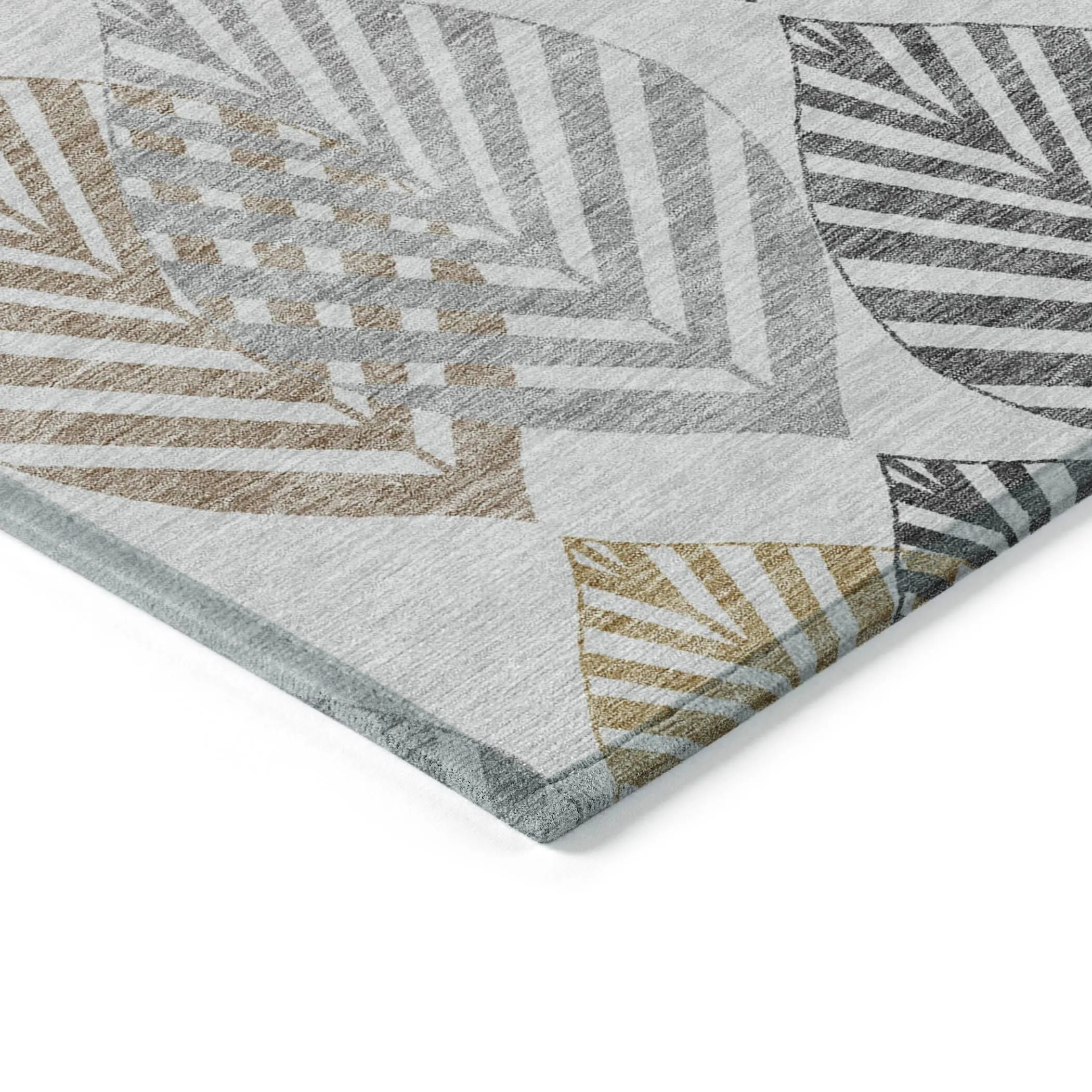 Machine Washable Indoor/ Outdoor Chantille Casual Palm Leaf Rug