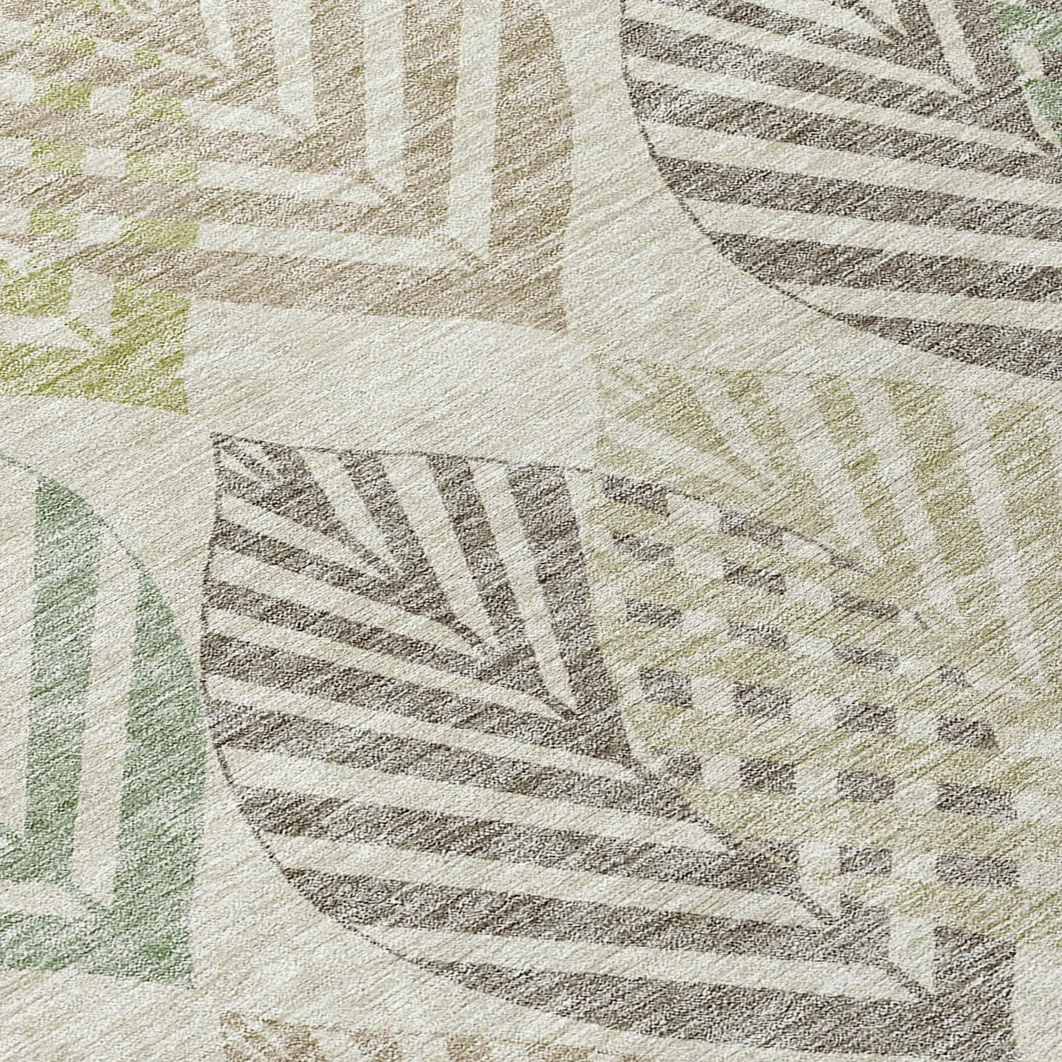 Machine Washable Indoor/ Outdoor Chantille Casual Palm Leaf Rug