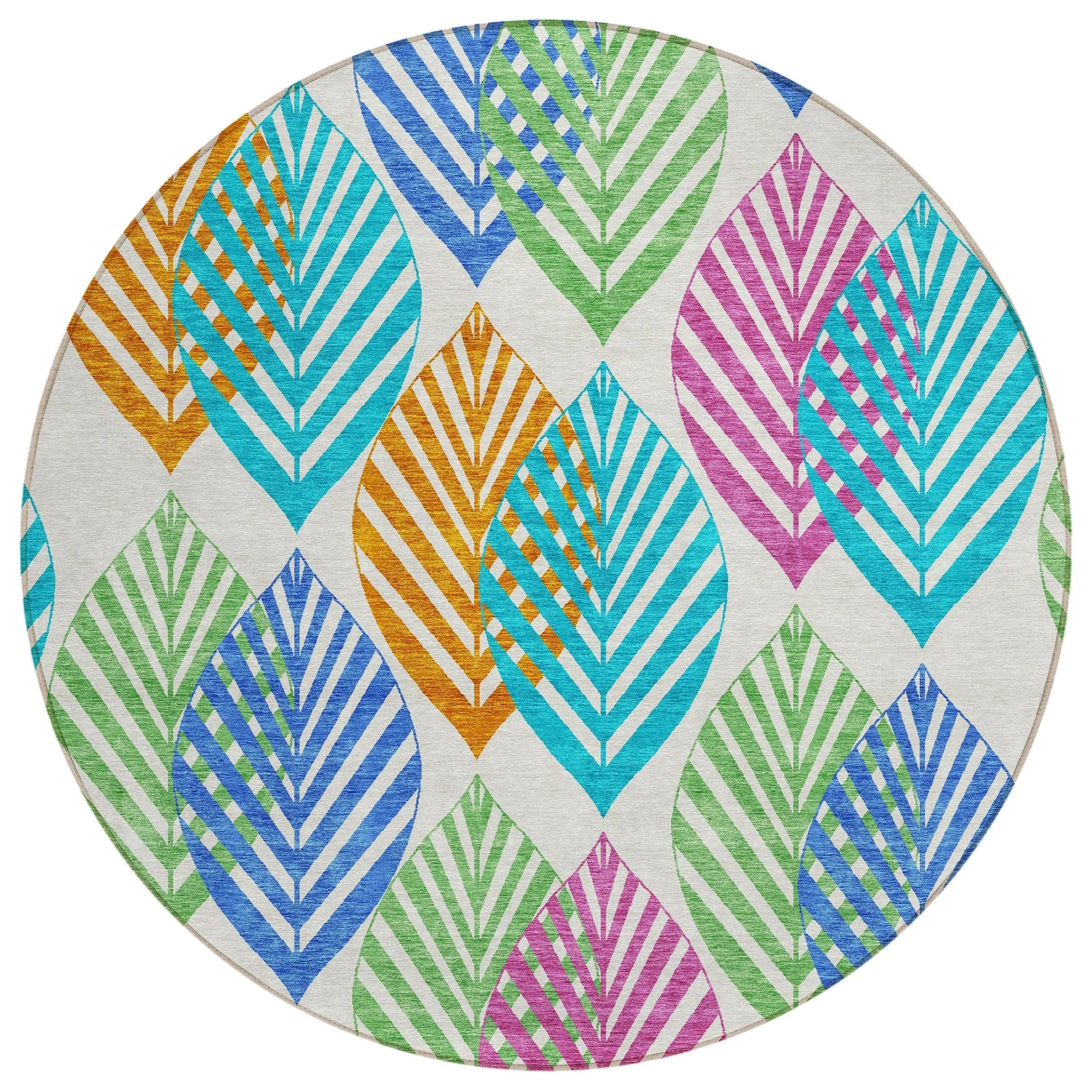 Machine Washable Indoor/ Outdoor Chantille Casual Palm Leaf Rug