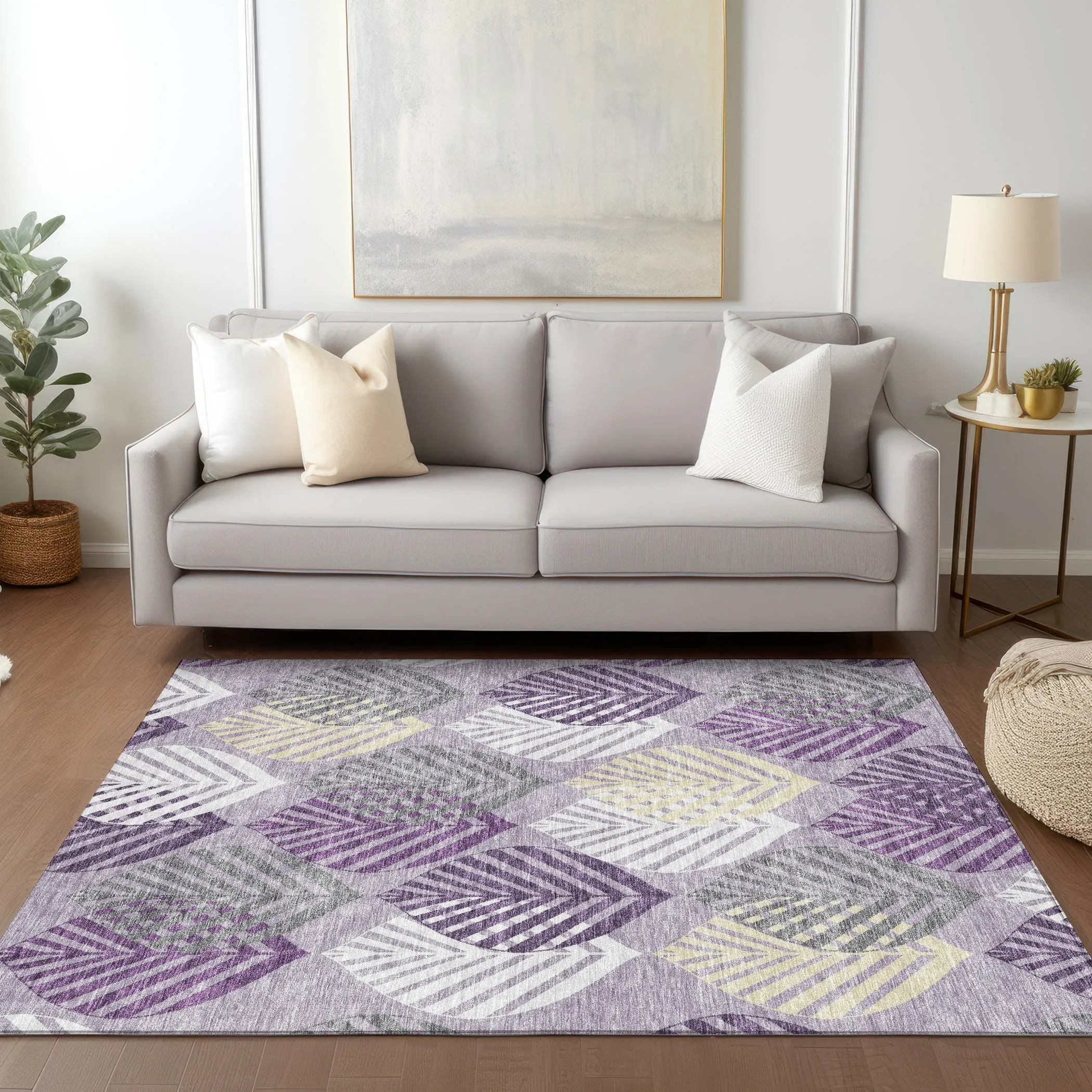 Machine Washable Indoor/ Outdoor Chantille Casual Palm Leaf Rug
