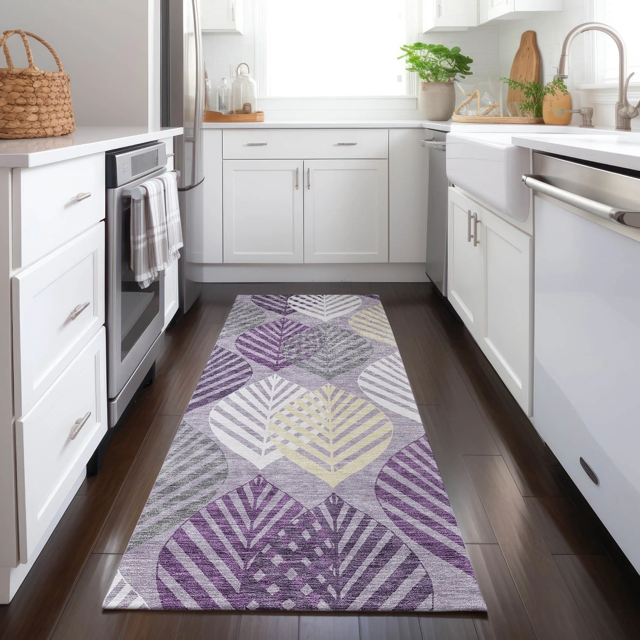 Machine Washable Indoor/ Outdoor Chantille Casual Palm Leaf Rug