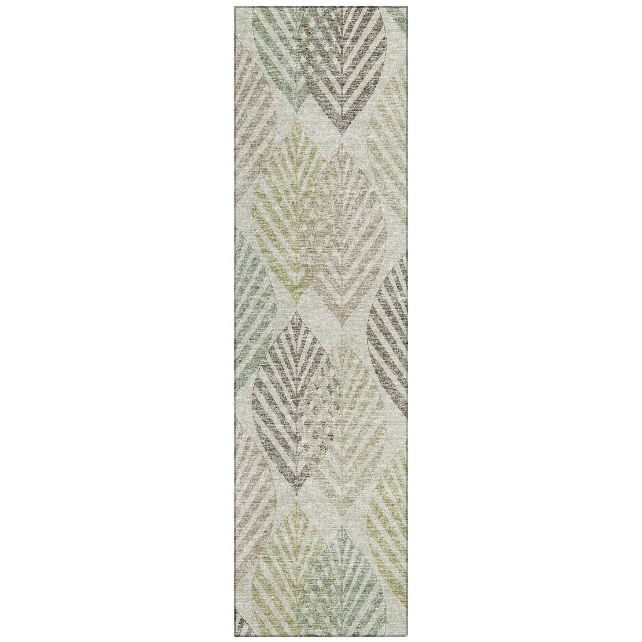 Machine Washable Indoor/ Outdoor Chantille Casual Palm Leaf Rug