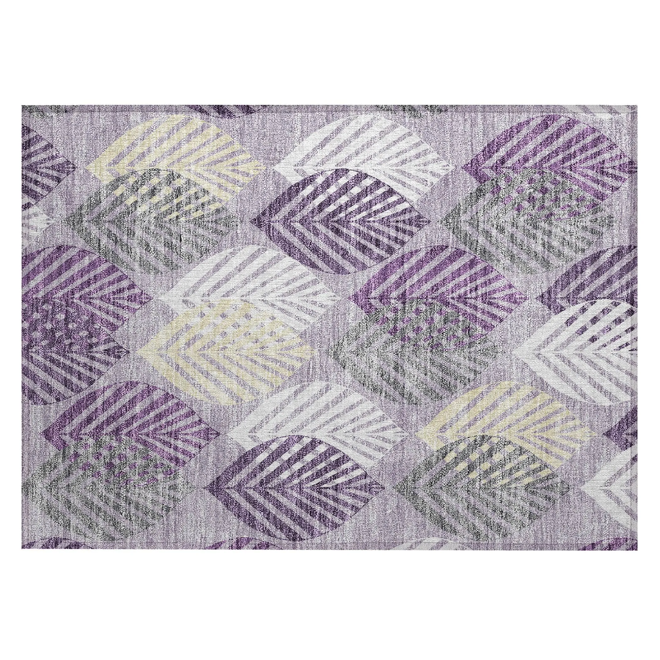 Machine Washable Indoor/ Outdoor Chantille Casual Palm Leaf Rug