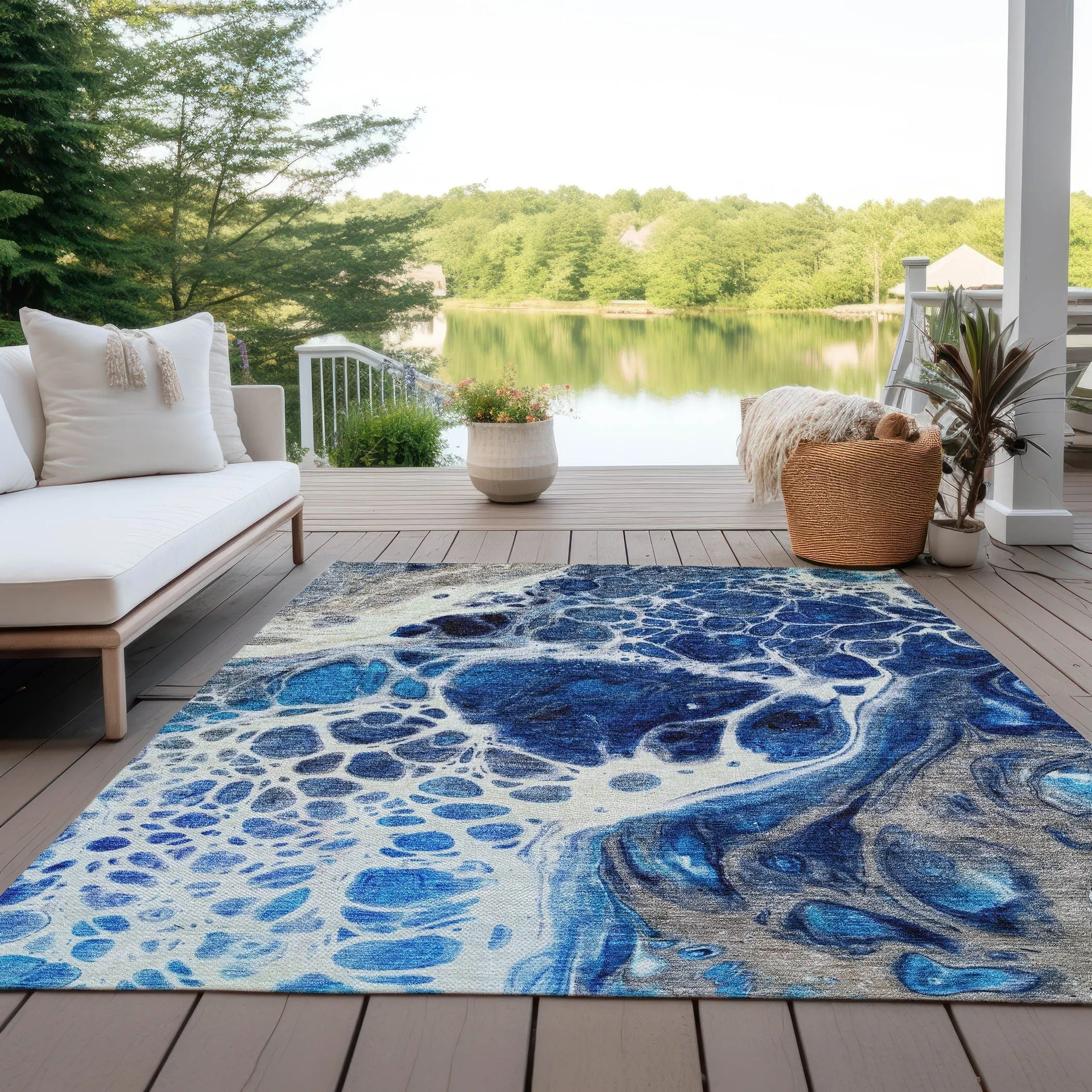 Machine Washable Indoor/ Outdoor Chantille Contemporary Rug
