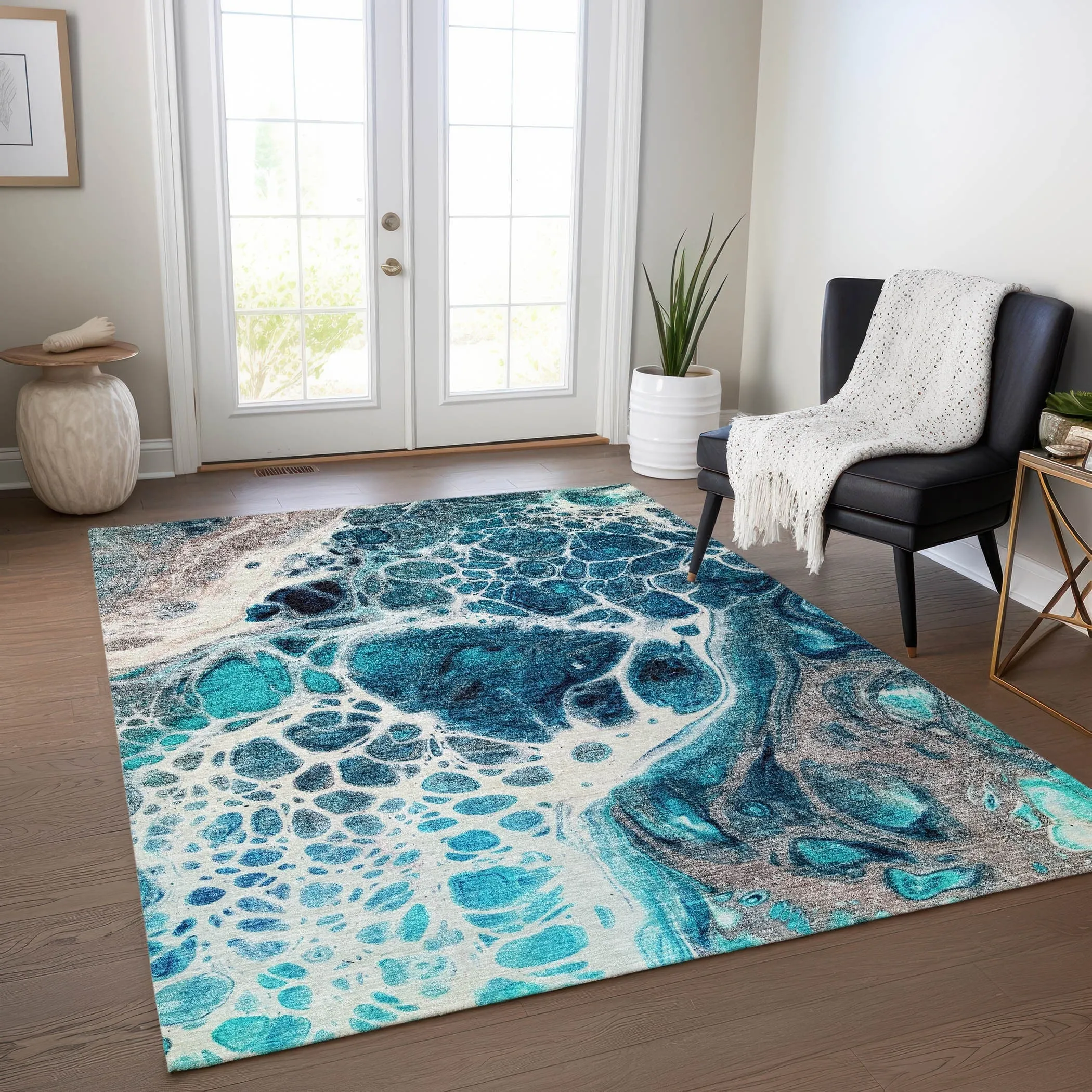 Machine Washable Indoor/ Outdoor Chantille Contemporary Rug