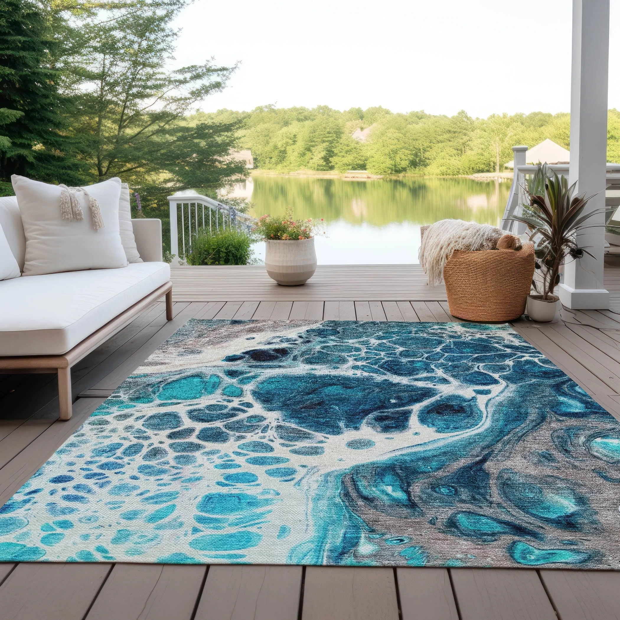 Machine Washable Indoor/ Outdoor Chantille Contemporary Rug