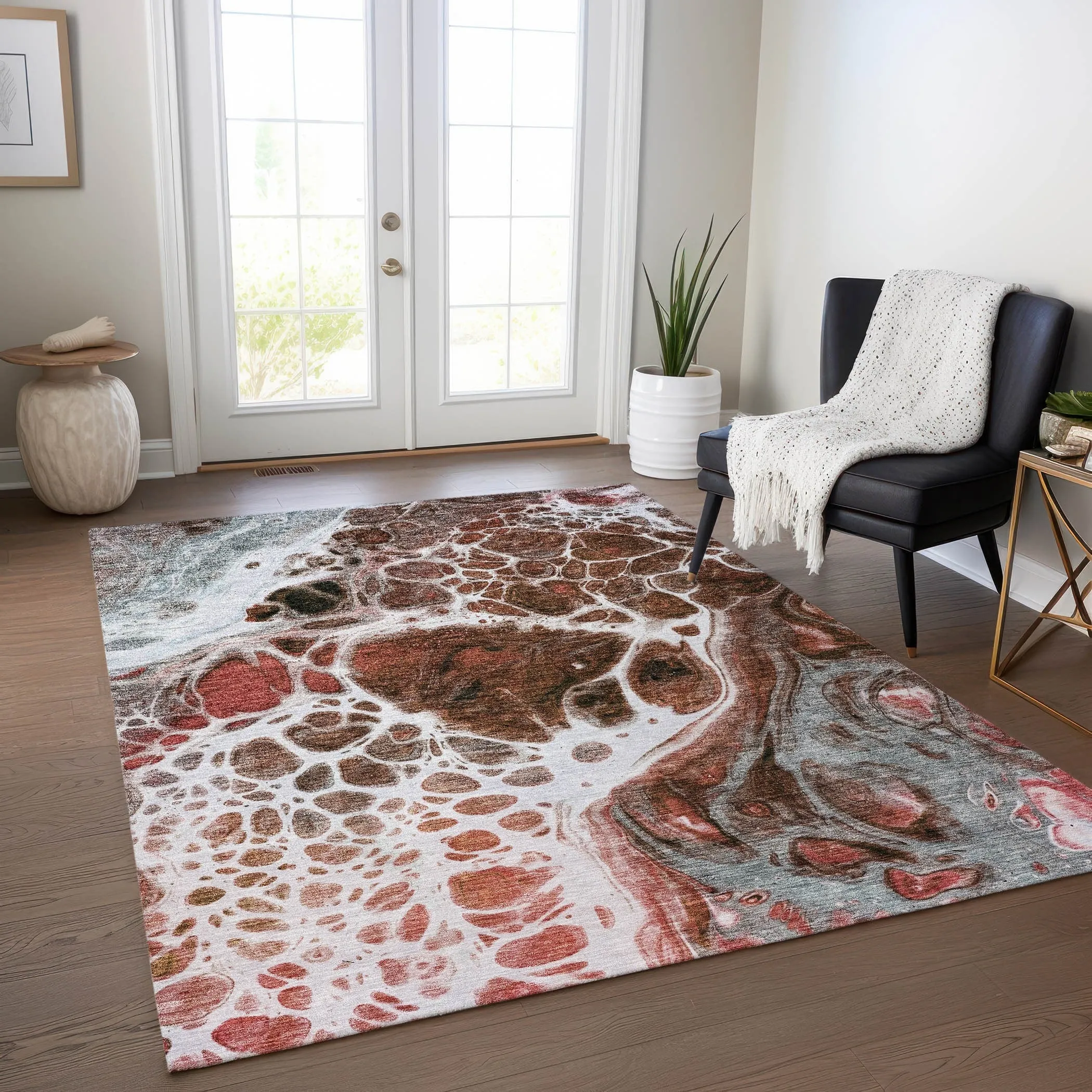 Machine Washable Indoor/ Outdoor Chantille Contemporary Rug
