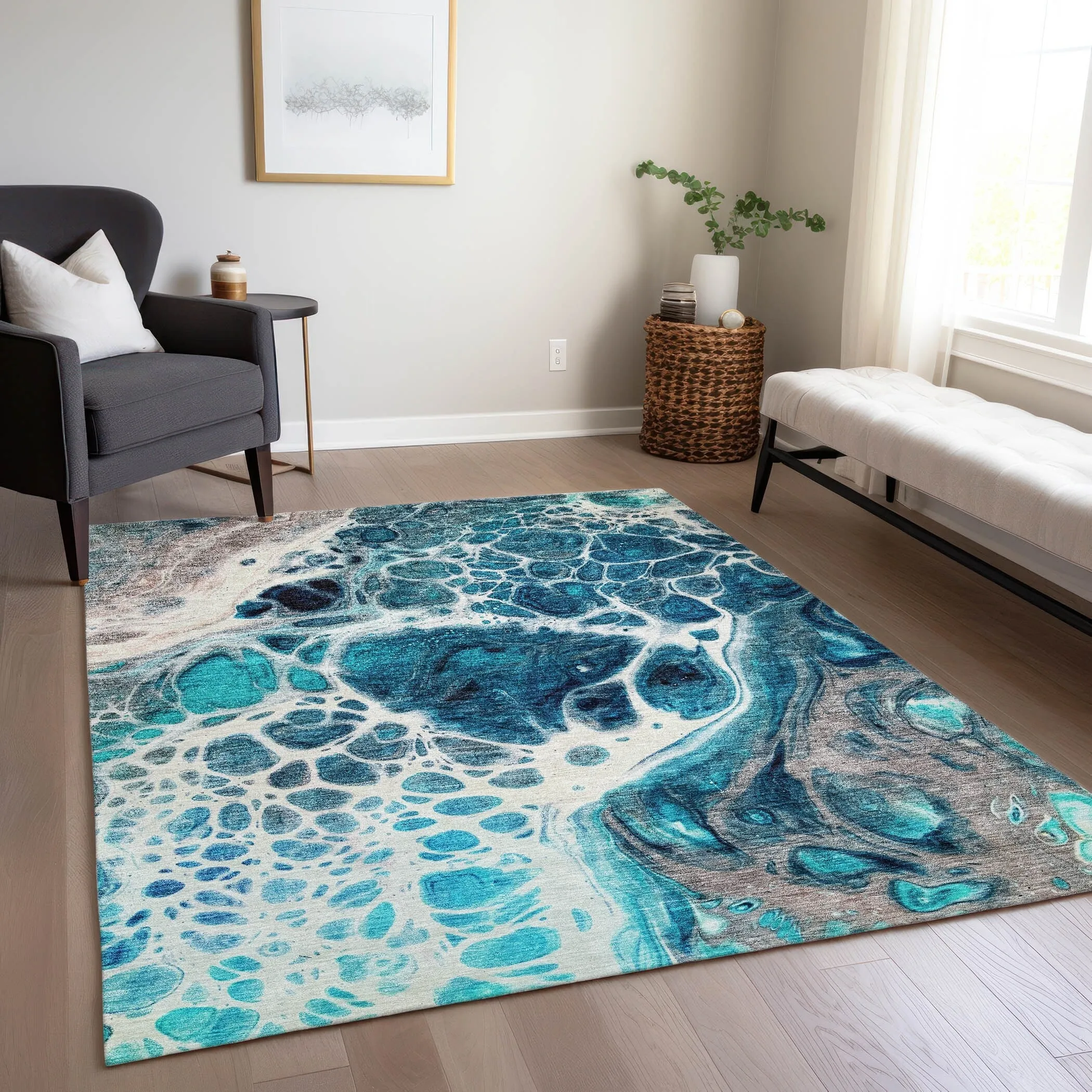 Machine Washable Indoor/ Outdoor Chantille Contemporary Rug
