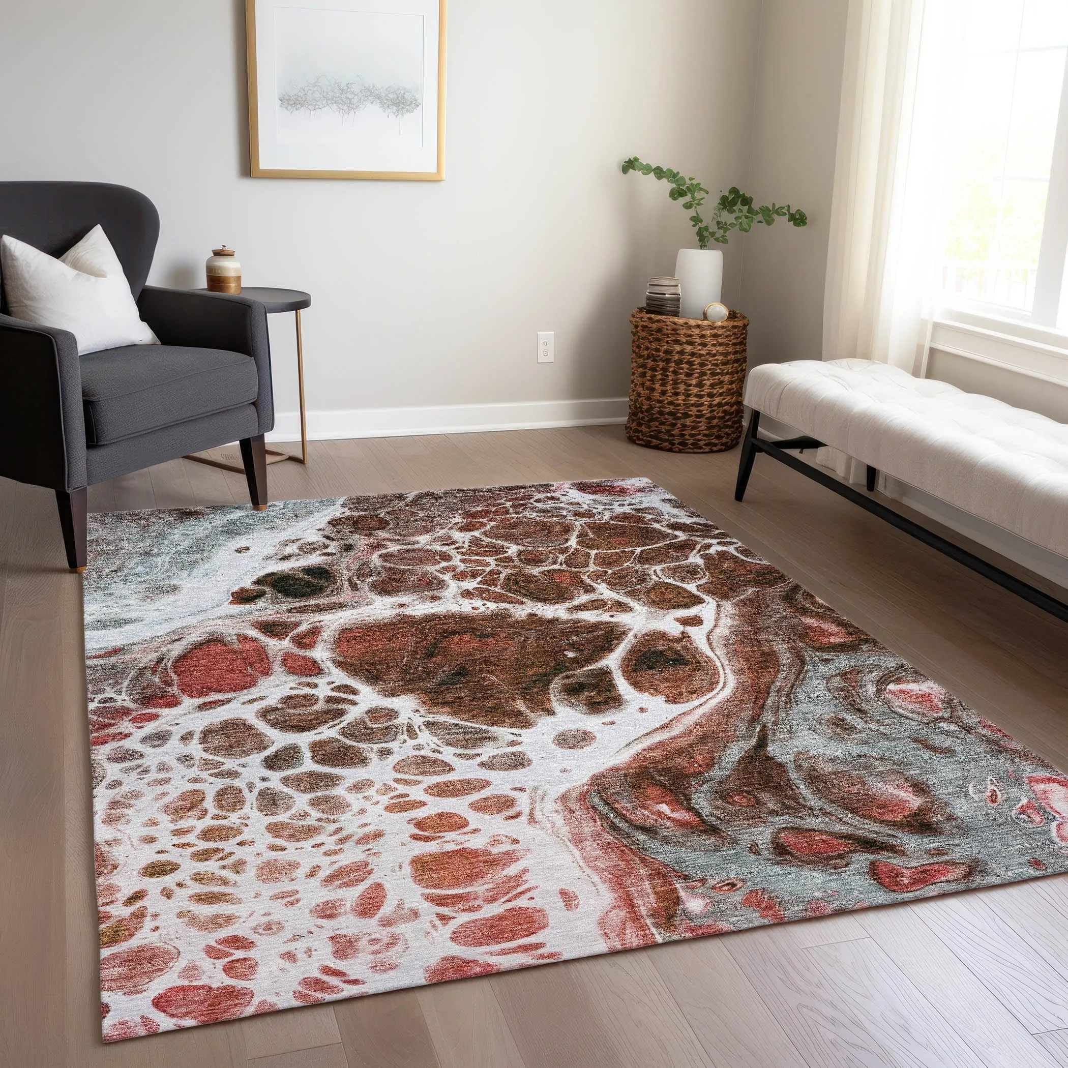 Machine Washable Indoor/ Outdoor Chantille Contemporary Rug