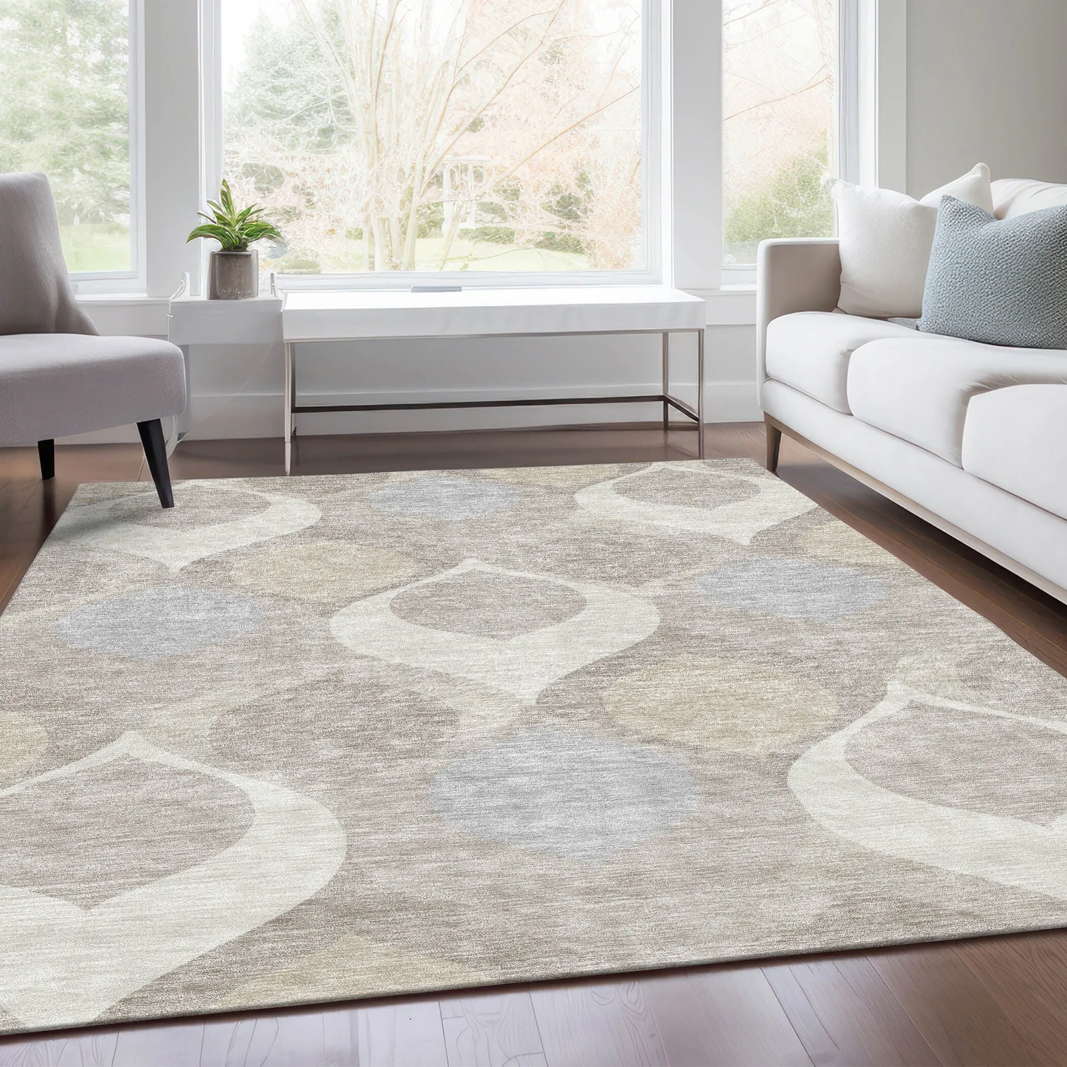 Machine Washable Indoor/ Outdoor Chantille Geo Contemporary Rug