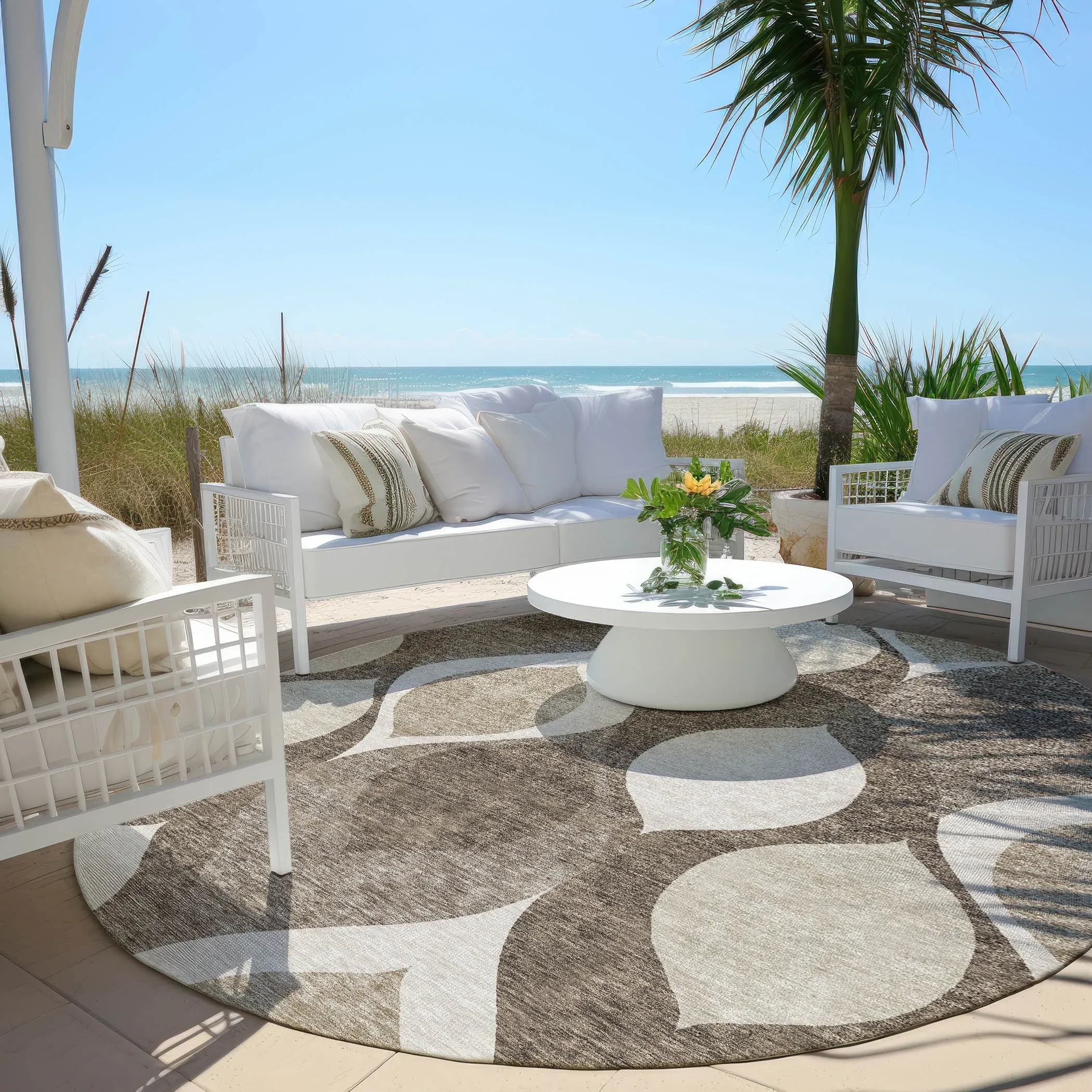Machine Washable Indoor/ Outdoor Chantille Geo Contemporary Rug