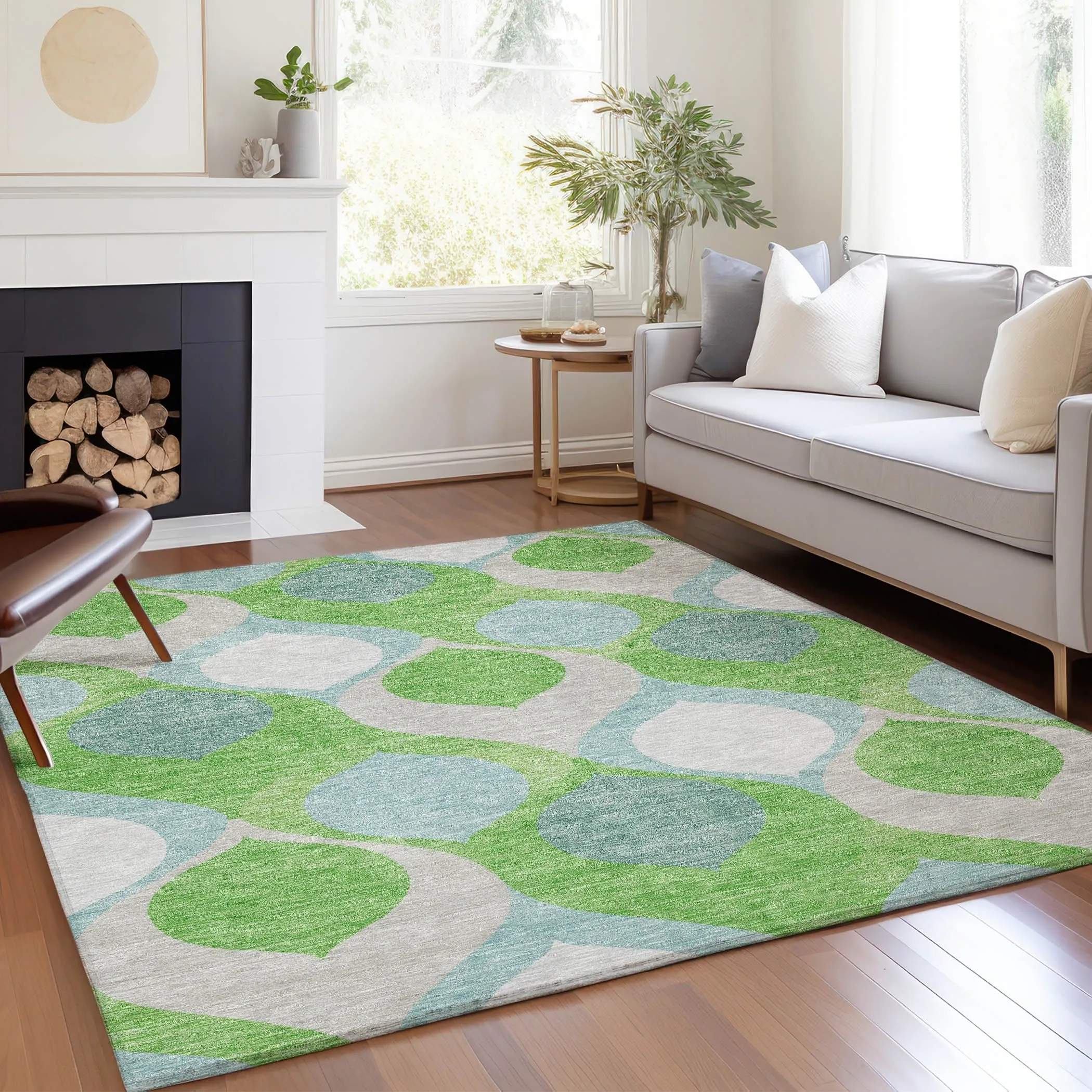 Machine Washable Indoor/ Outdoor Chantille Geo Contemporary Rug