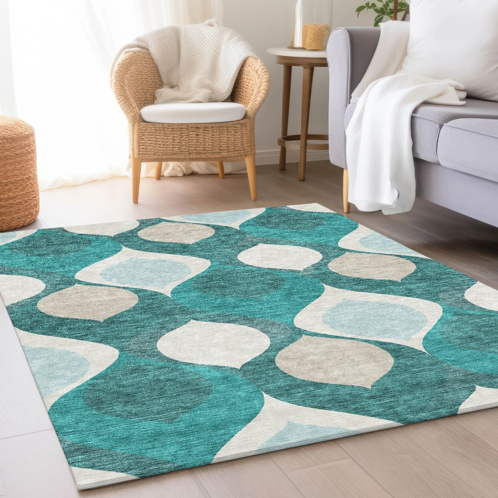 Machine Washable Indoor/ Outdoor Chantille Geo Contemporary Rug