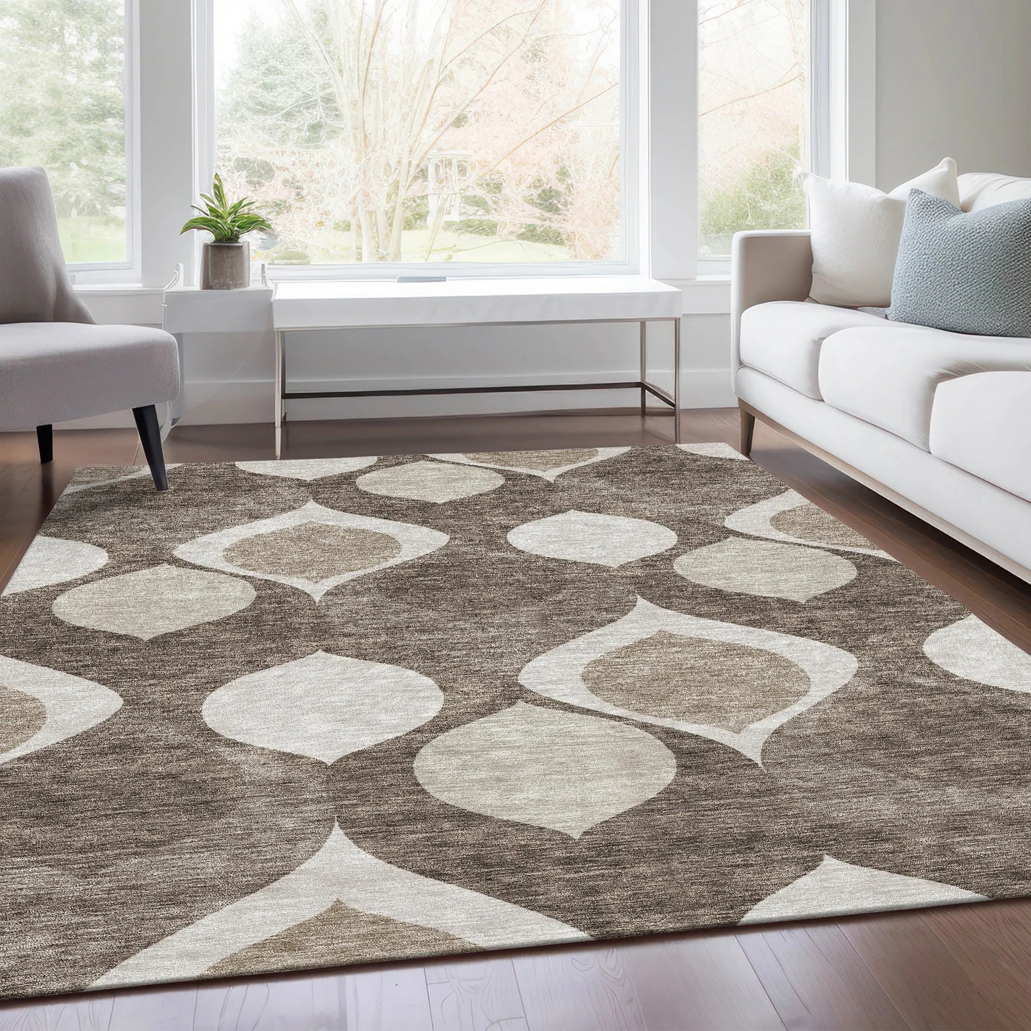 Machine Washable Indoor/ Outdoor Chantille Geo Contemporary Rug