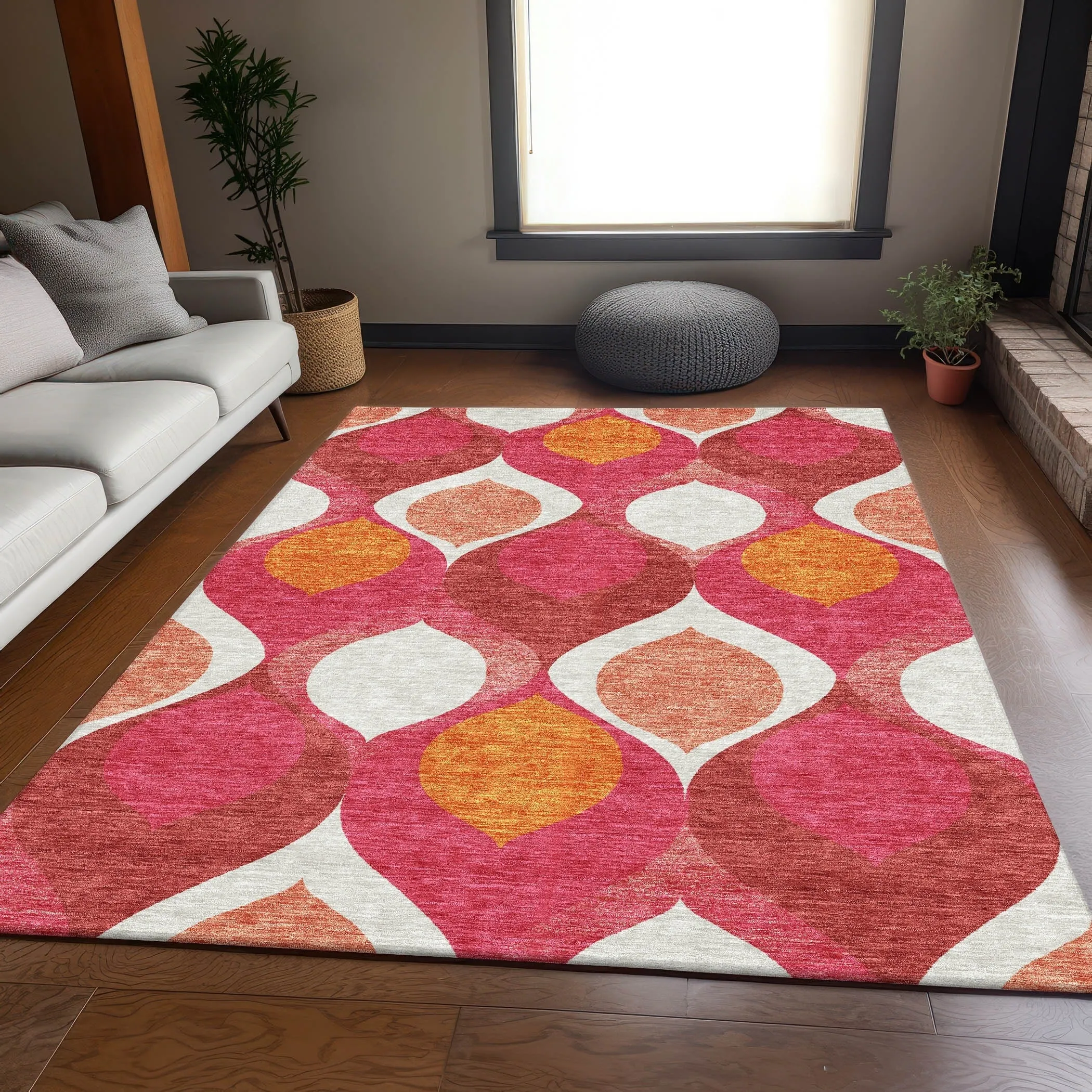 Machine Washable Indoor/ Outdoor Chantille Geo Contemporary Rug