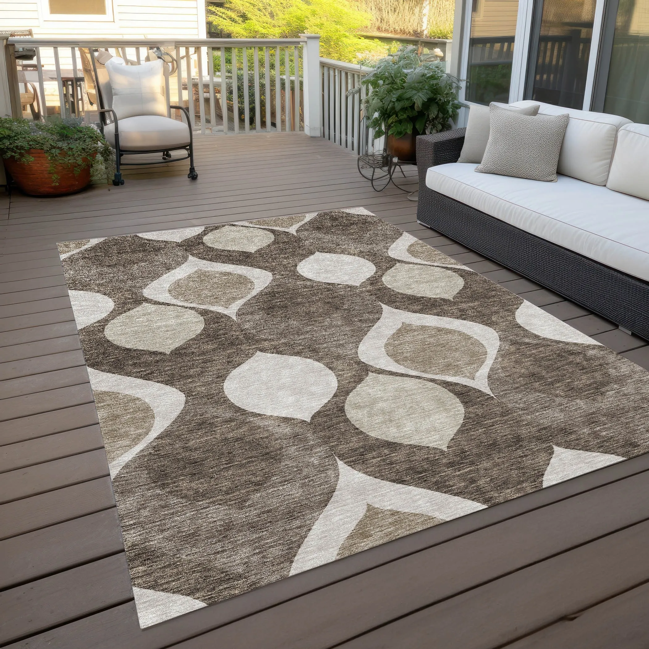 Machine Washable Indoor/ Outdoor Chantille Geo Contemporary Rug