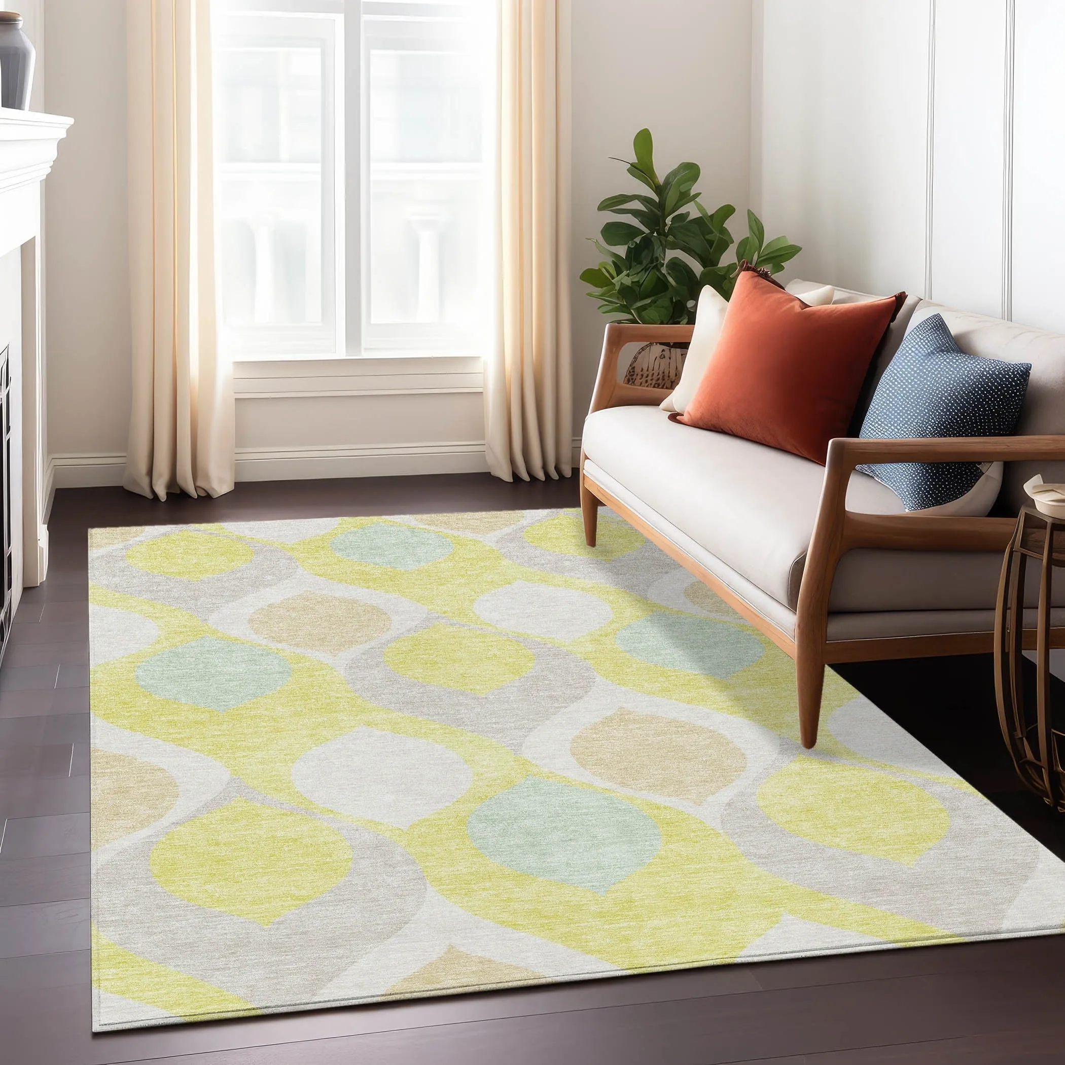Machine Washable Indoor/ Outdoor Chantille Geo Contemporary Rug