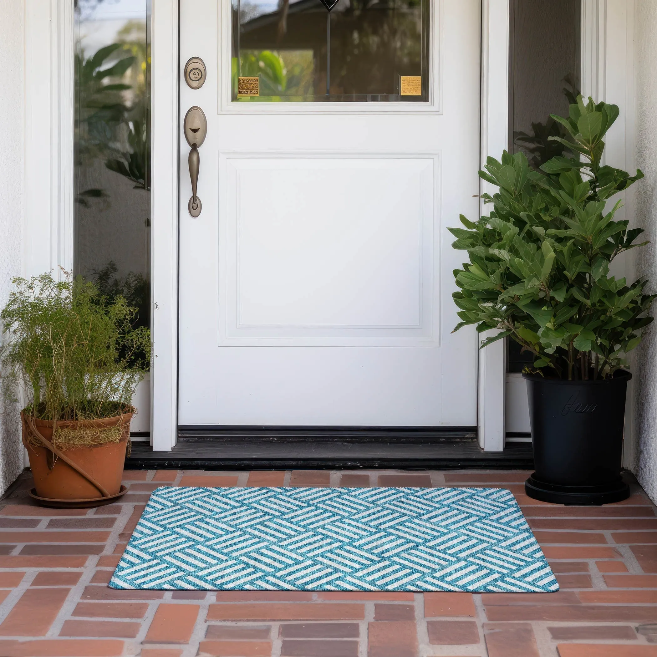 Machine Washable Indoor/ Outdoor Chantille Geo Contemporary Rug
