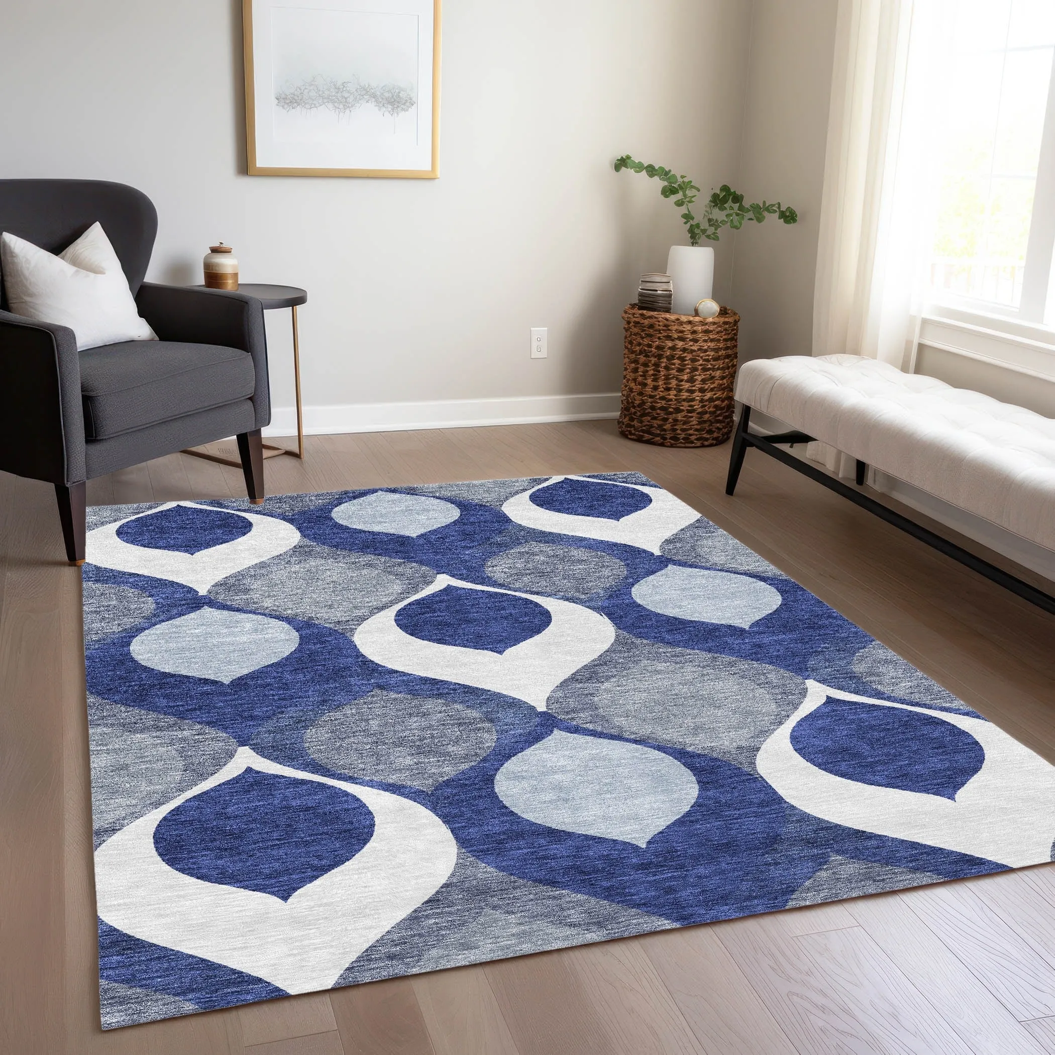 Machine Washable Indoor/ Outdoor Chantille Geo Contemporary Rug