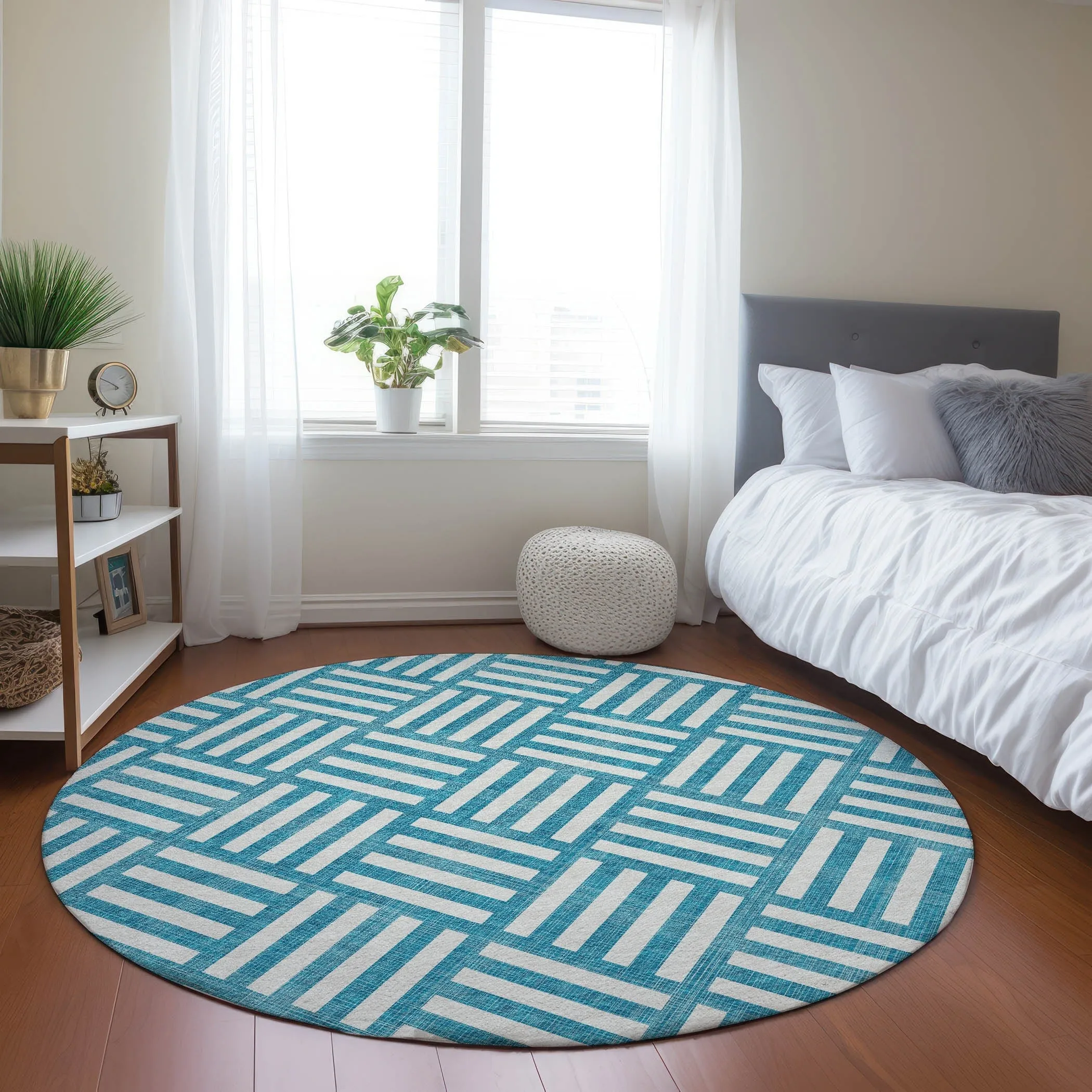 Machine Washable Indoor/ Outdoor Chantille Geo Contemporary Rug