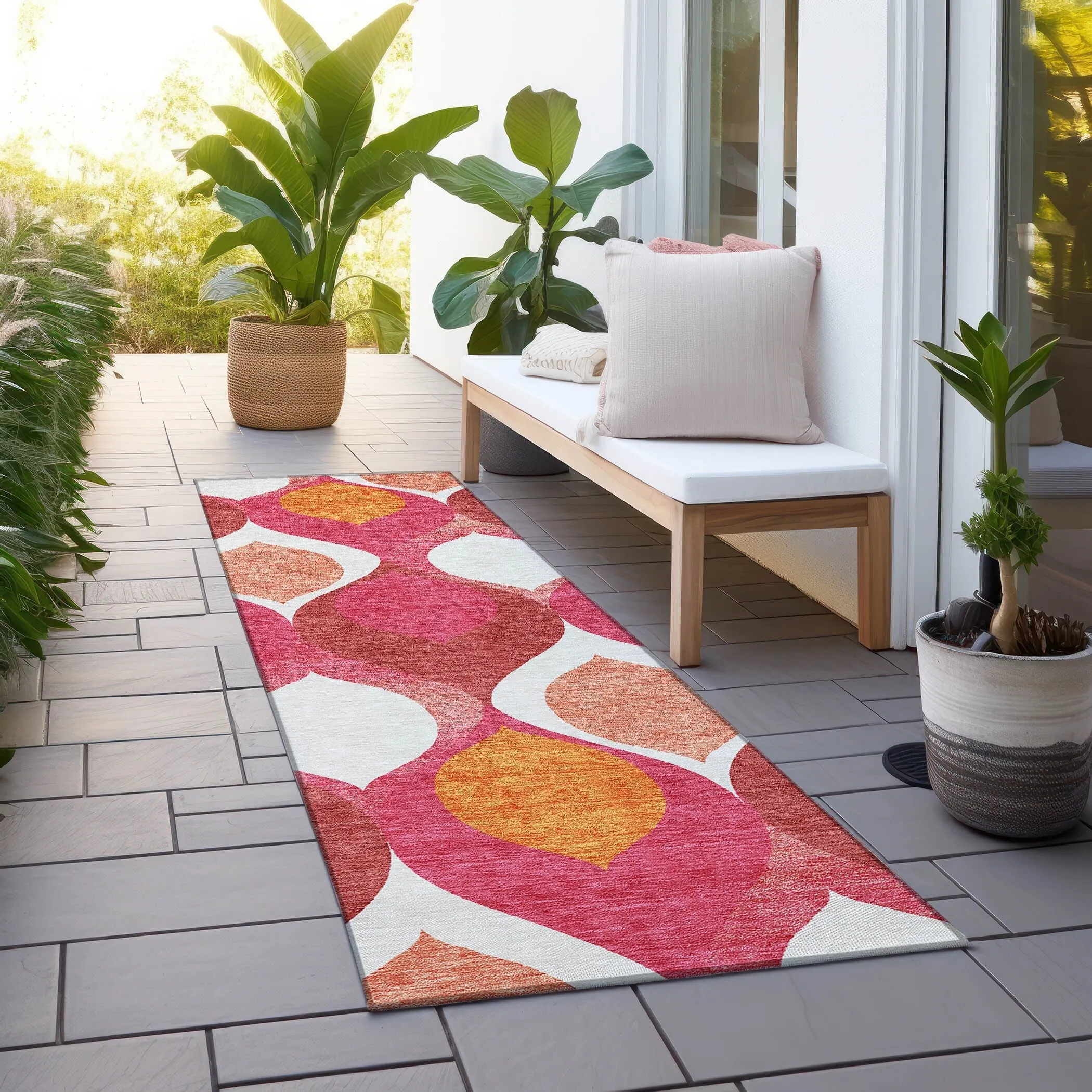 Machine Washable Indoor/ Outdoor Chantille Geo Contemporary Rug