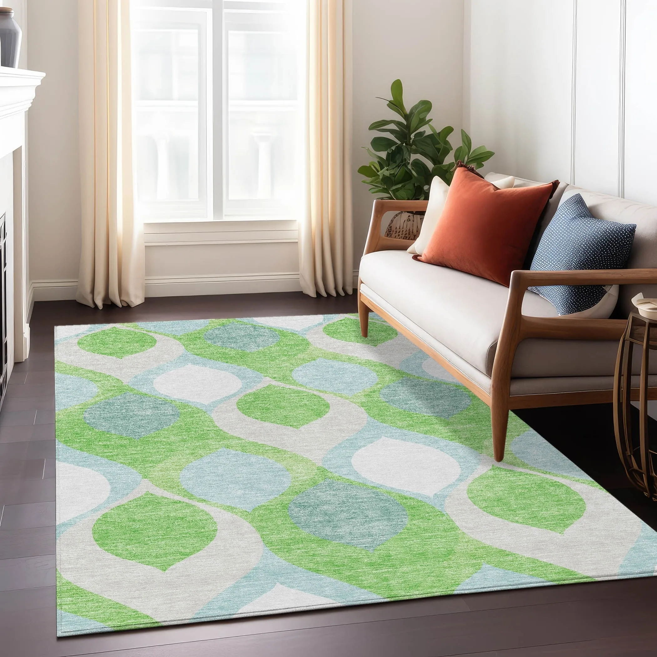 Machine Washable Indoor/ Outdoor Chantille Geo Contemporary Rug