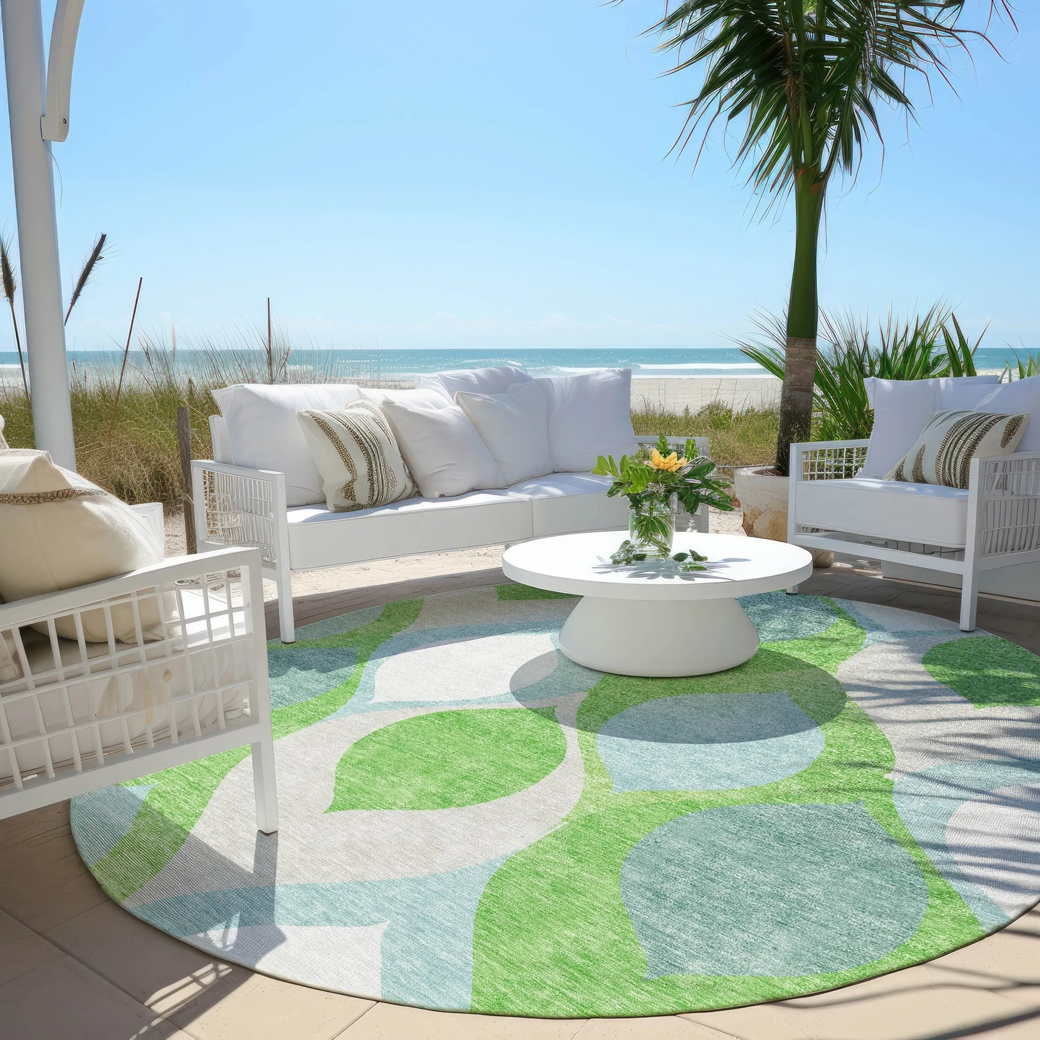 Machine Washable Indoor/ Outdoor Chantille Geo Contemporary Rug
