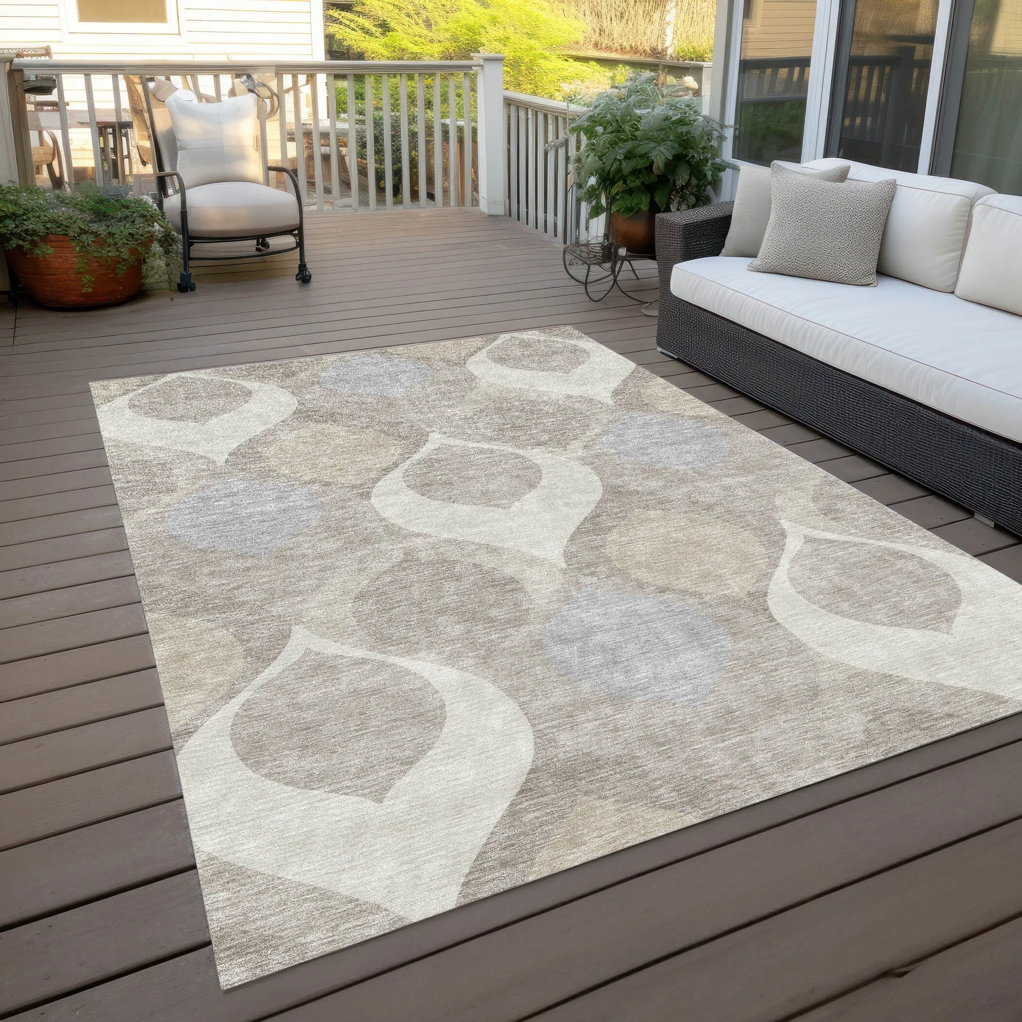 Machine Washable Indoor/ Outdoor Chantille Geo Contemporary Rug