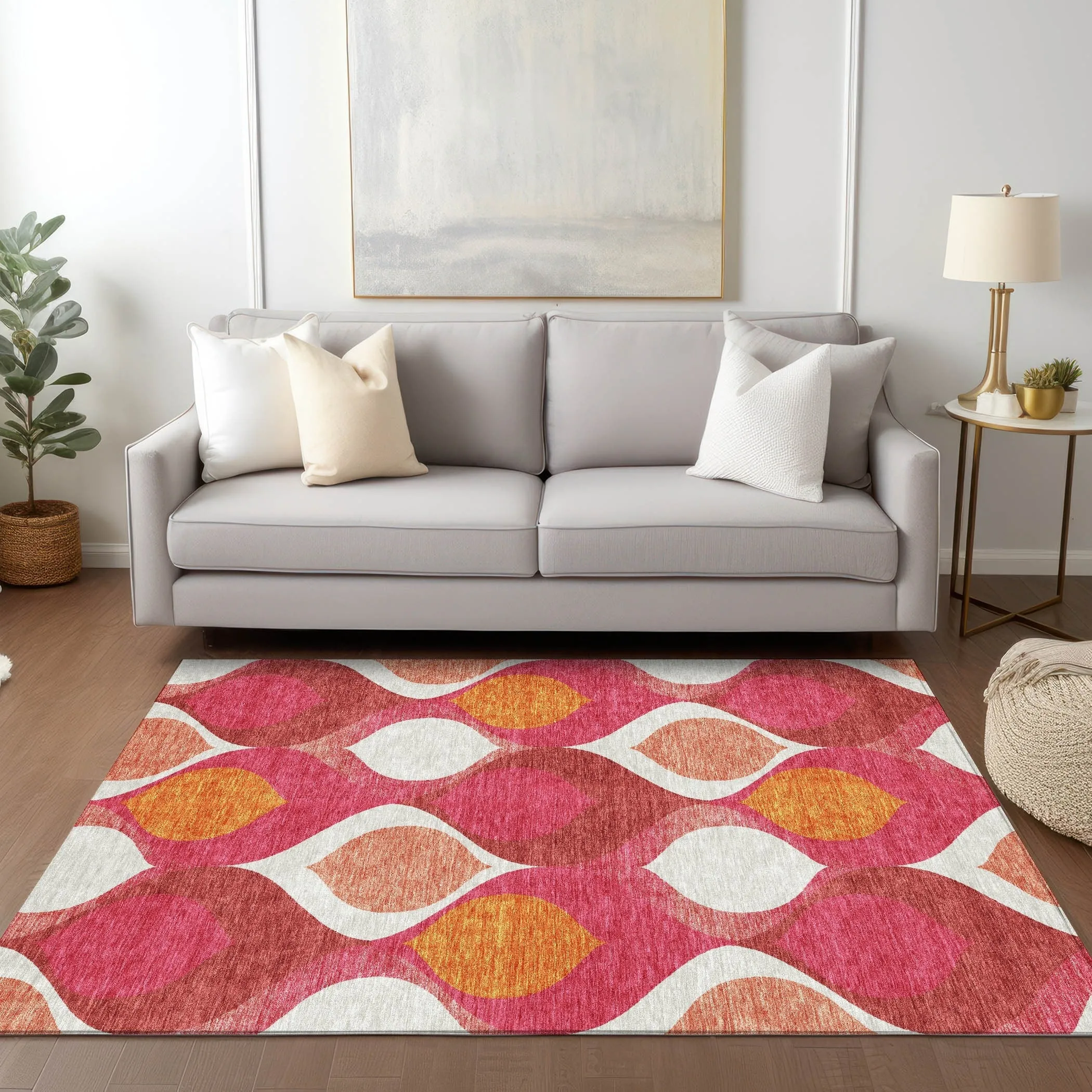 Machine Washable Indoor/ Outdoor Chantille Geo Contemporary Rug