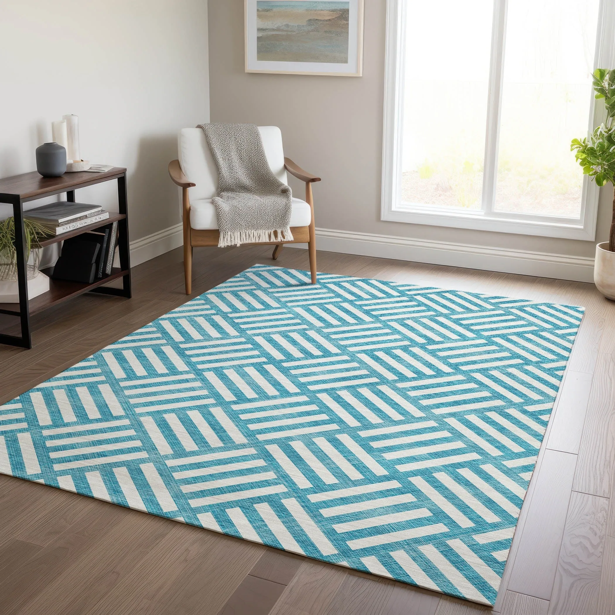 Machine Washable Indoor/ Outdoor Chantille Geo Contemporary Rug