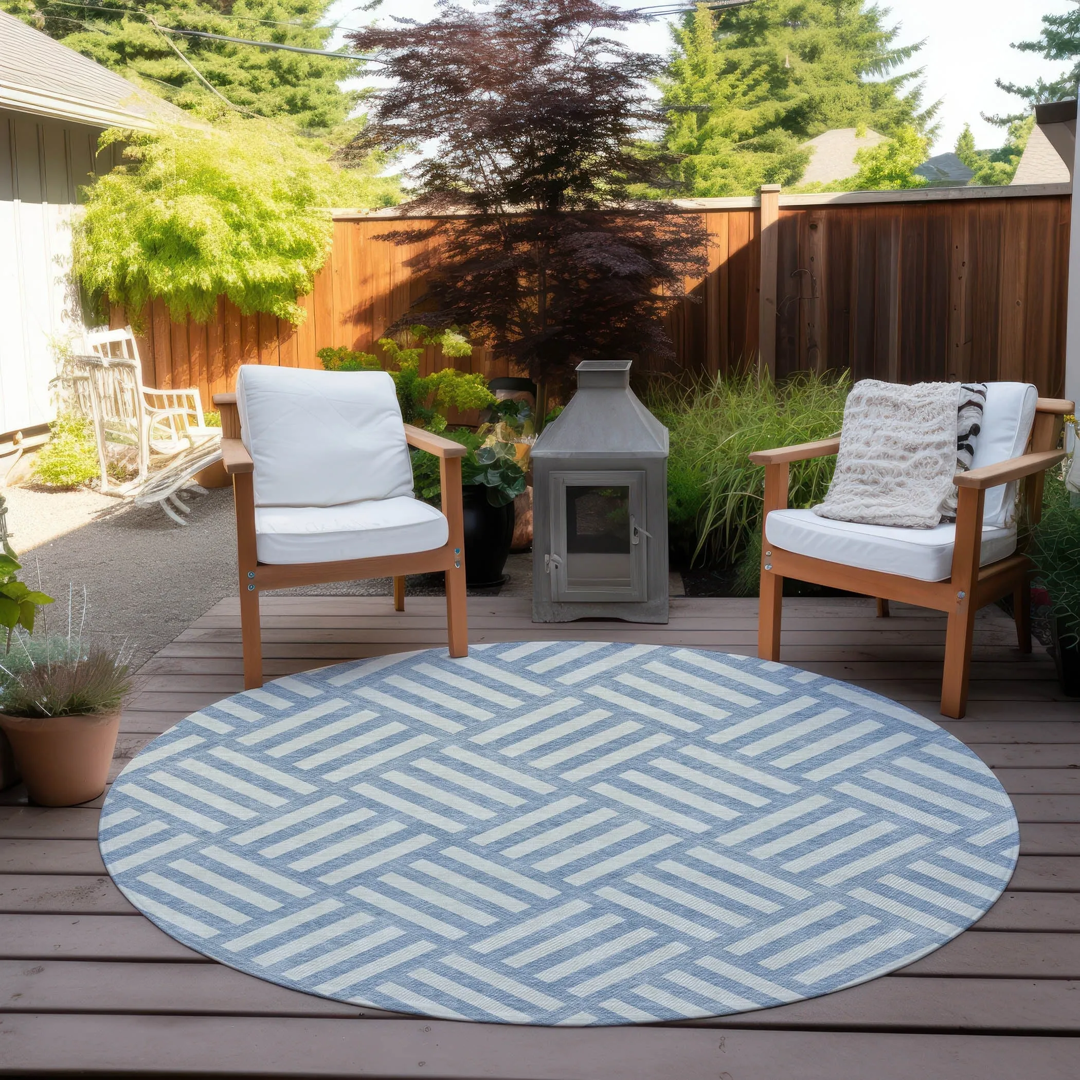 Machine Washable Indoor/ Outdoor Chantille Geo Contemporary Rug