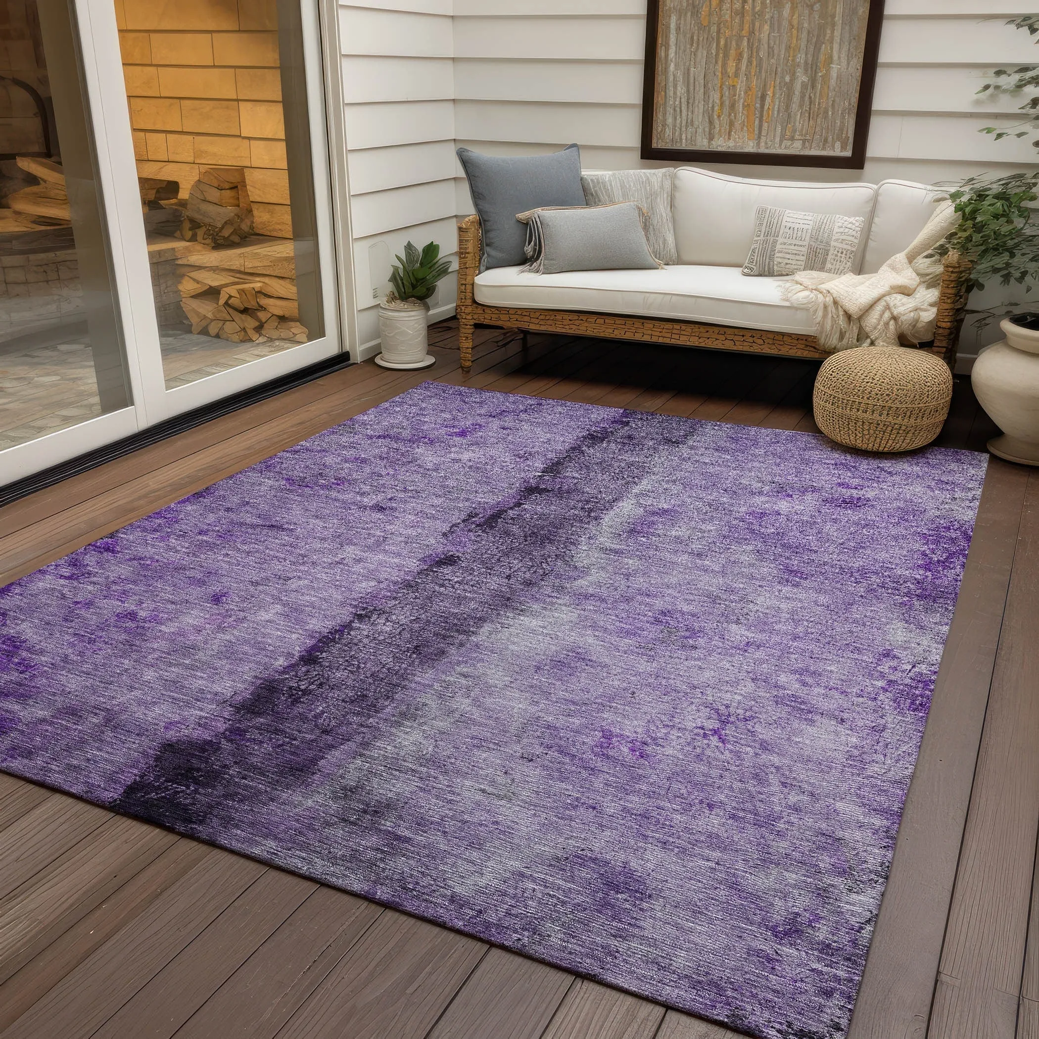Machine Washable Indoor/ Outdoor Chantille Modern Contemporary Rug