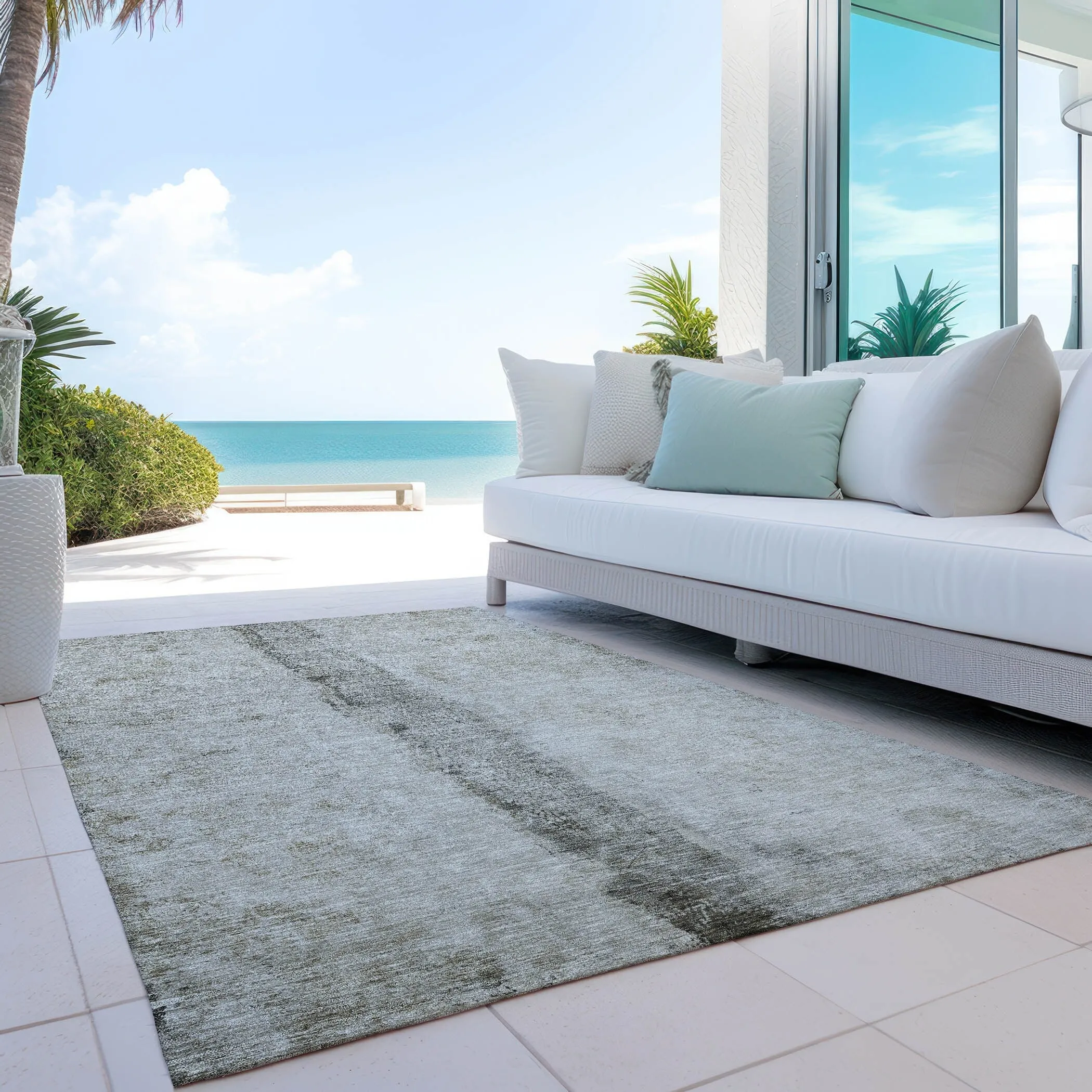 Machine Washable Indoor/ Outdoor Chantille Modern Contemporary Rug