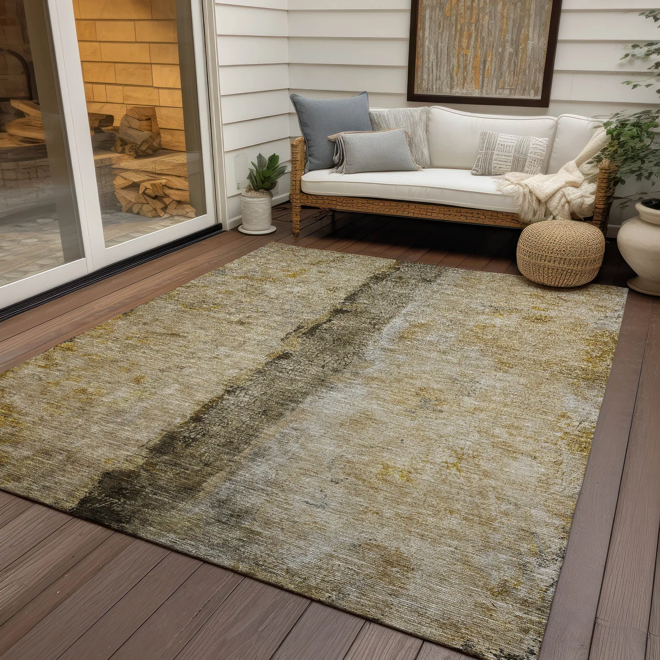 Machine Washable Indoor/ Outdoor Chantille Modern Contemporary Rug