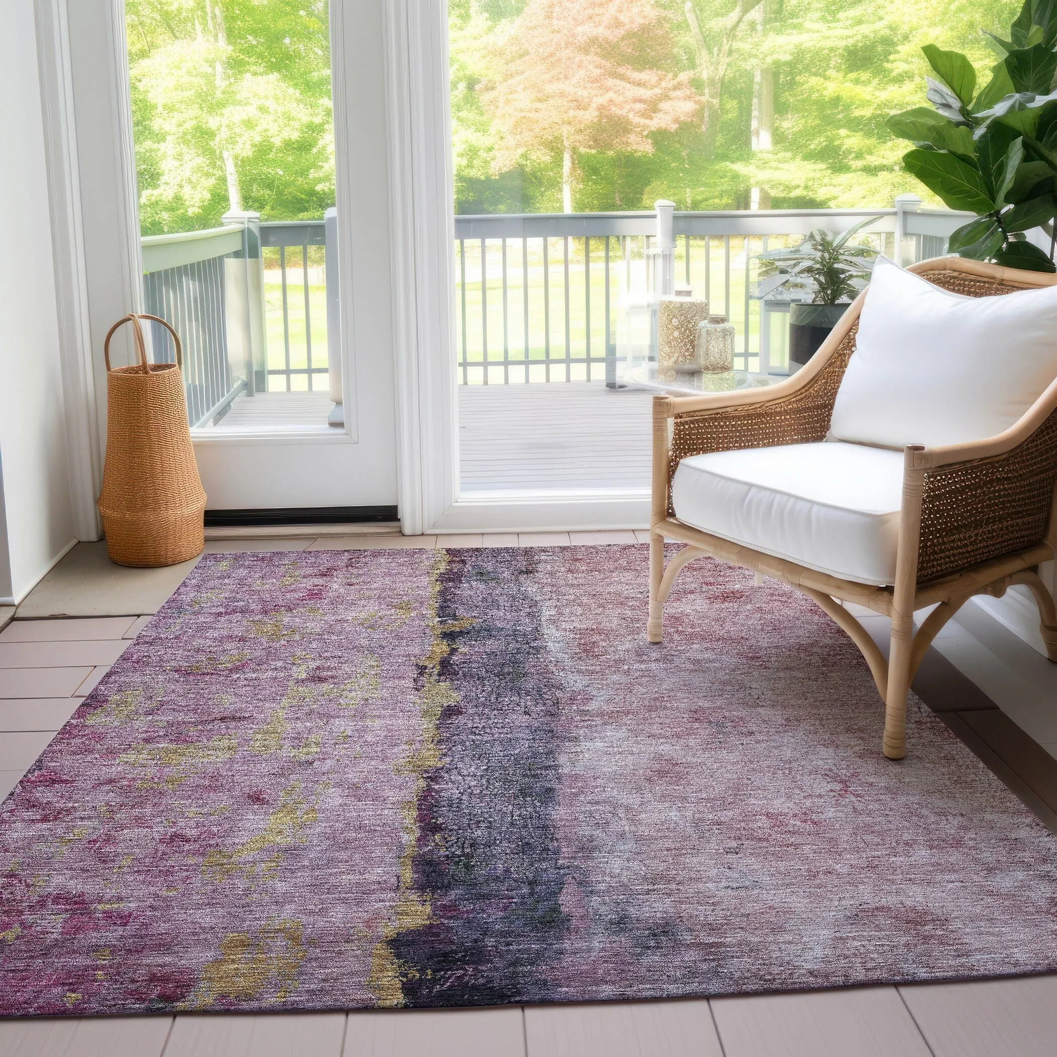 Machine Washable Indoor/ Outdoor Chantille Modern Contemporary Rug