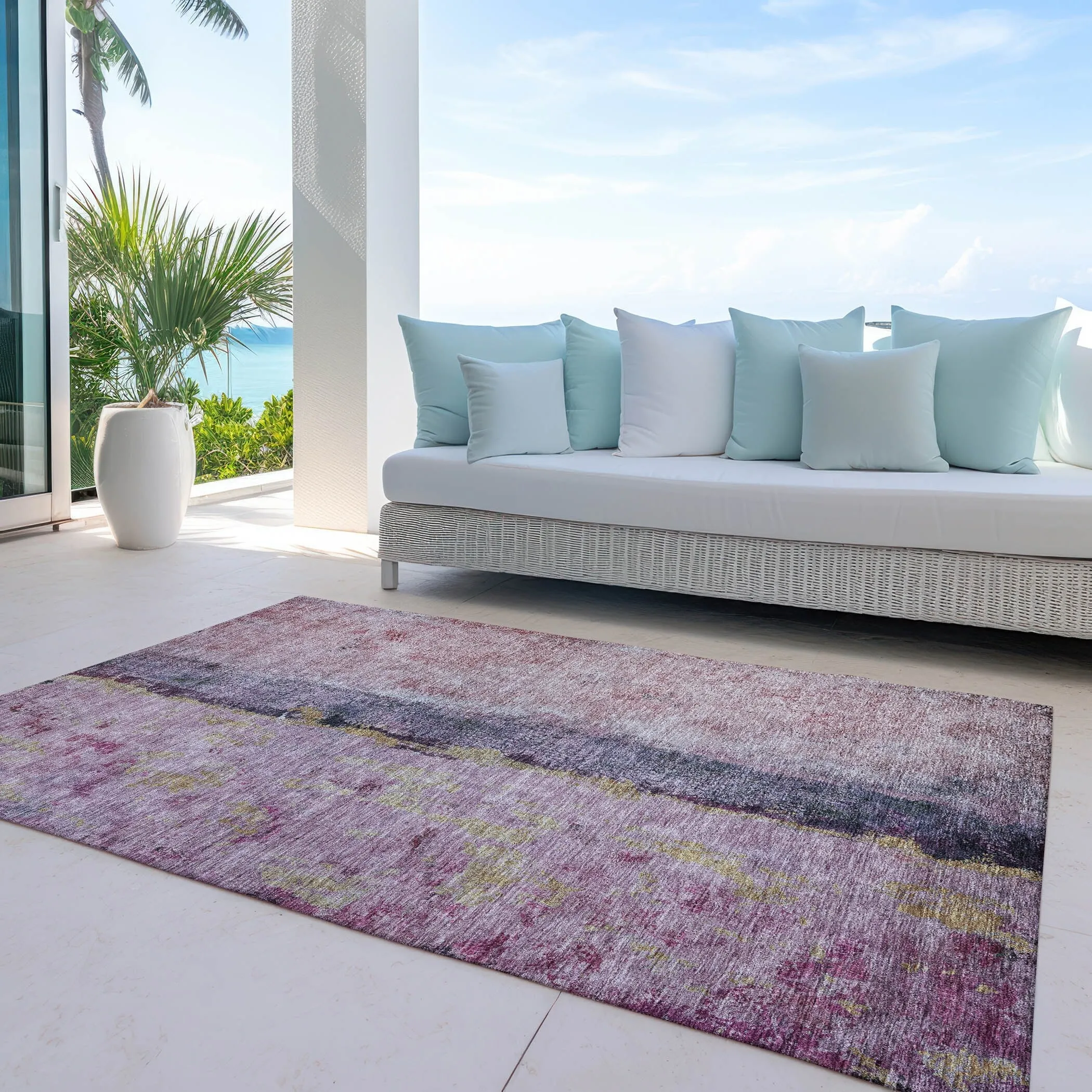 Machine Washable Indoor/ Outdoor Chantille Modern Contemporary Rug