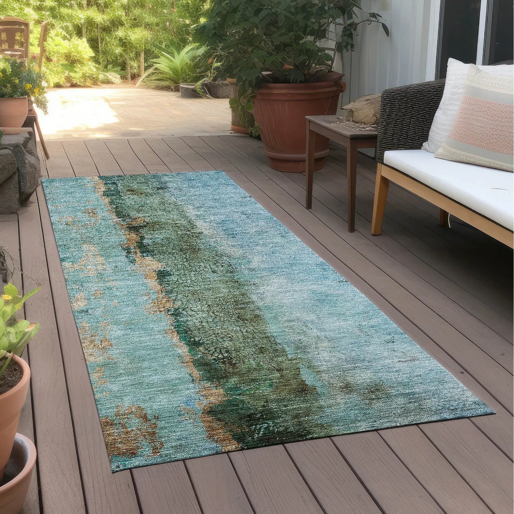 Machine Washable Indoor/ Outdoor Chantille Modern Contemporary Rug