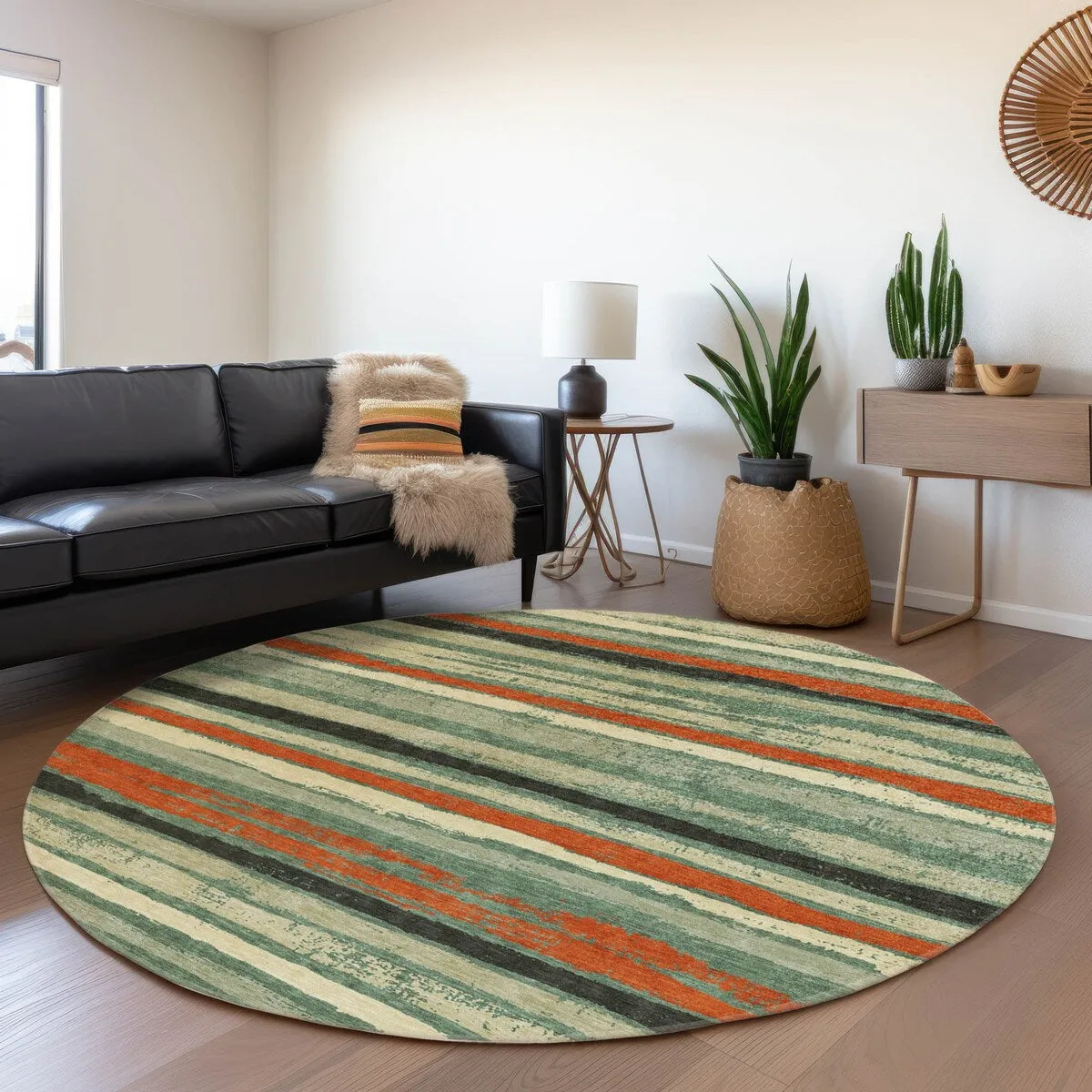 Machine Washable Indoor/ Outdoor Chantille Stripe Rug