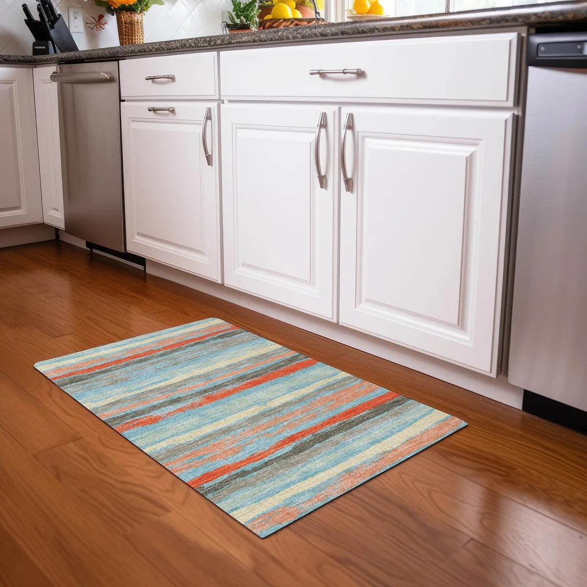 Machine Washable Indoor/ Outdoor Chantille Stripe Rug