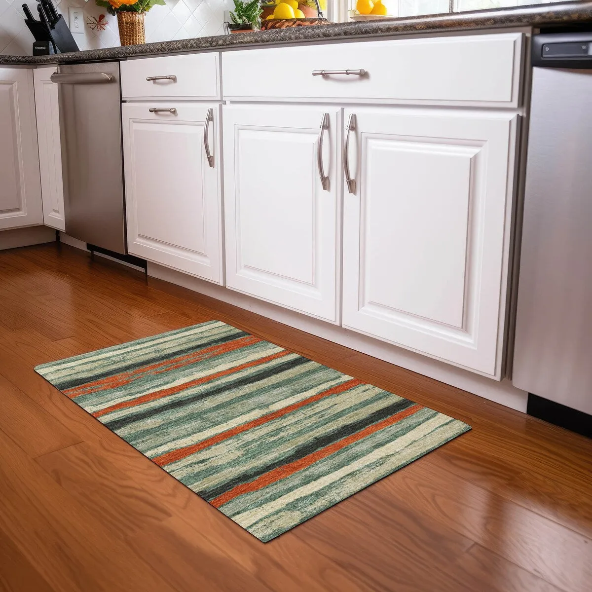 Machine Washable Indoor/ Outdoor Chantille Stripe Rug