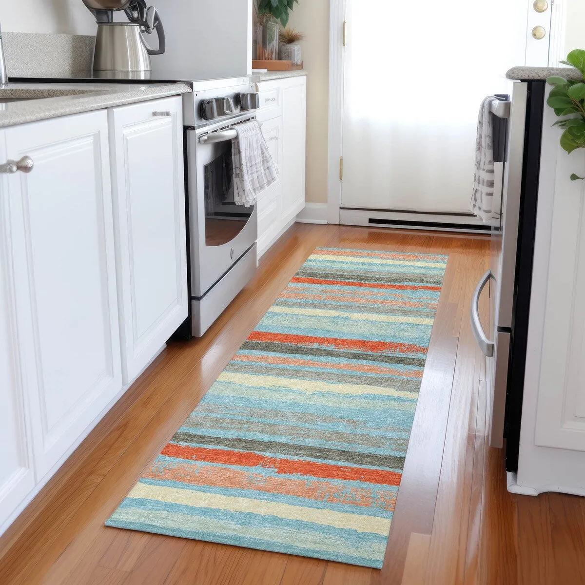 Machine Washable Indoor/ Outdoor Chantille Stripe Rug