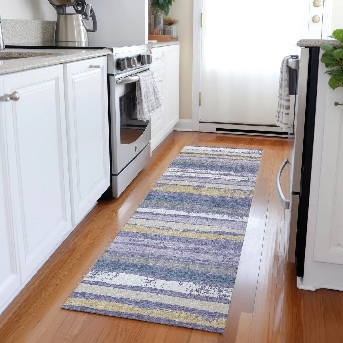 Machine Washable Indoor/ Outdoor Chantille Stripe Rug