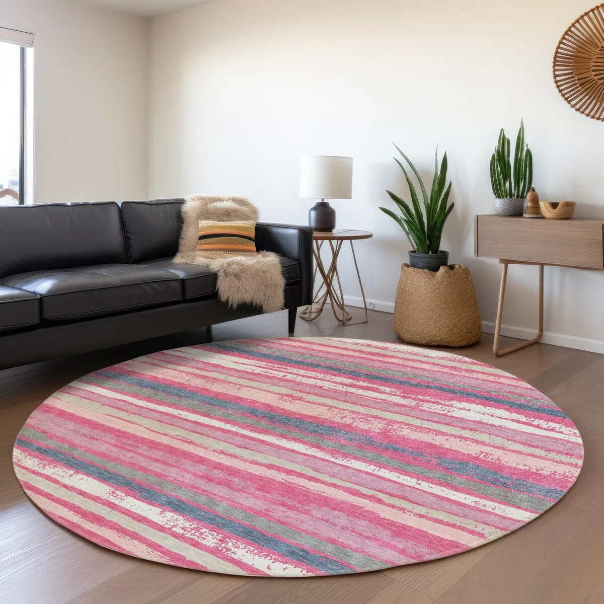 Machine Washable Indoor/ Outdoor Chantille Stripe Rug